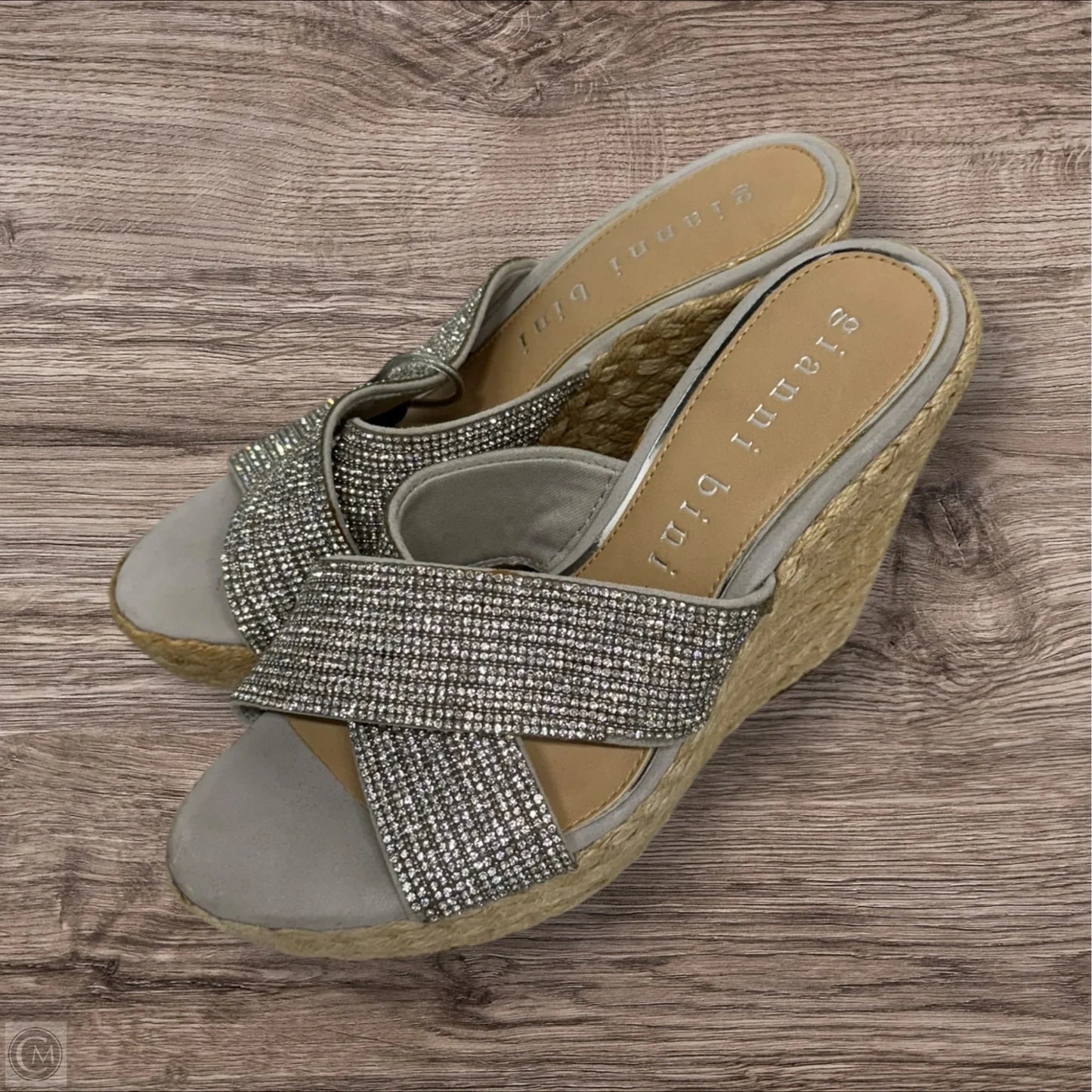 Sandals Heels Wedge By Gianni Bini In Silver, Size: 6