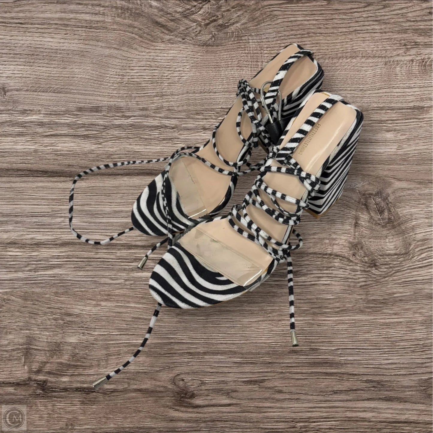 Sandals Heels Block By Pretty Little Thing In Zebra Print, Size: 6