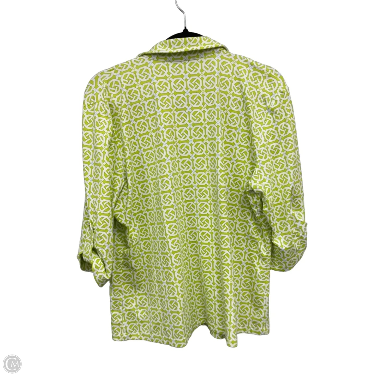Top 3/4 Sleeve By J Mclaughlin In Green & White, Size: Xl