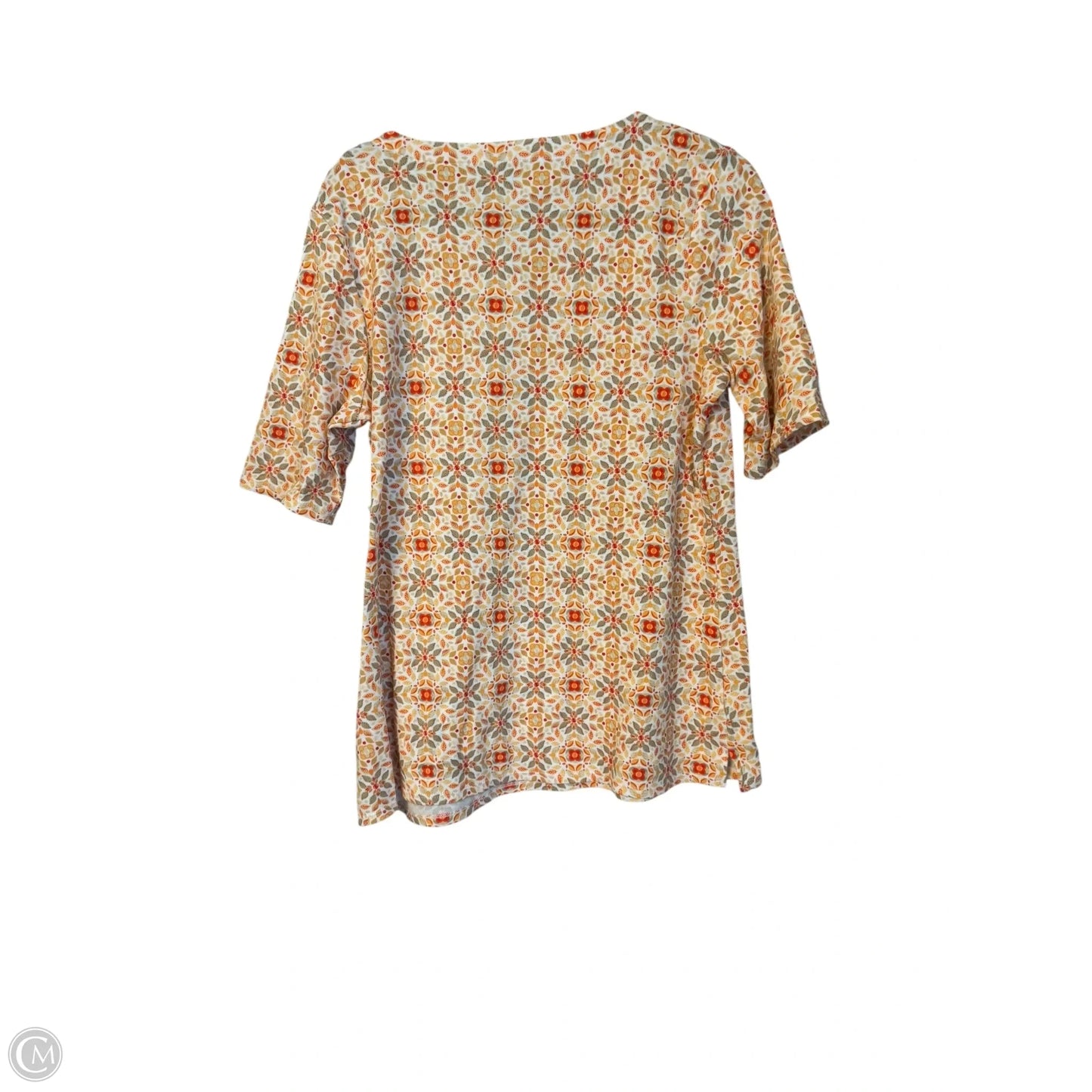Top Short Sleeve By Croft And Barrow In Orange & White, Size: M