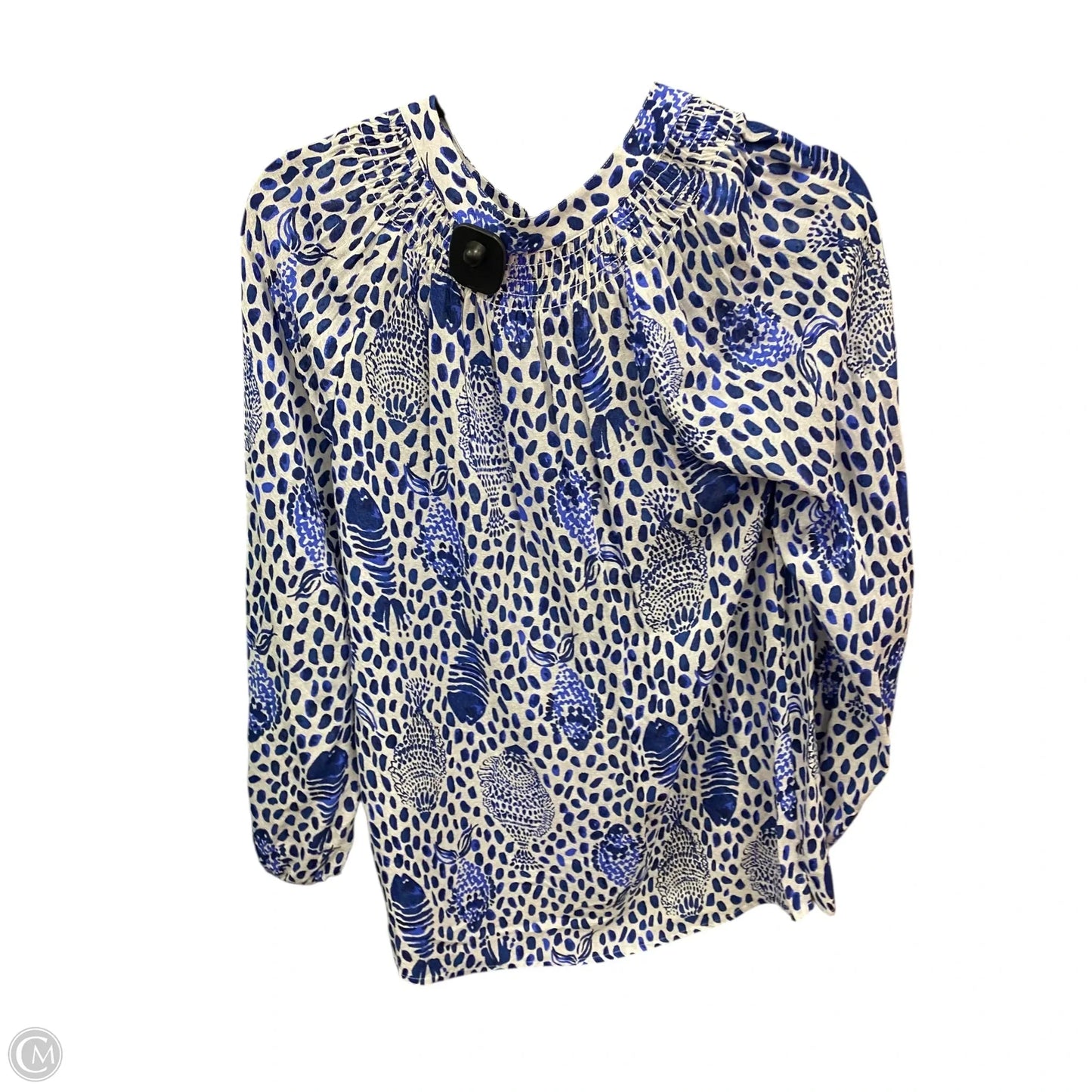 Blouse Designer By Lilly Pulitzer In Blue & White, Size: S