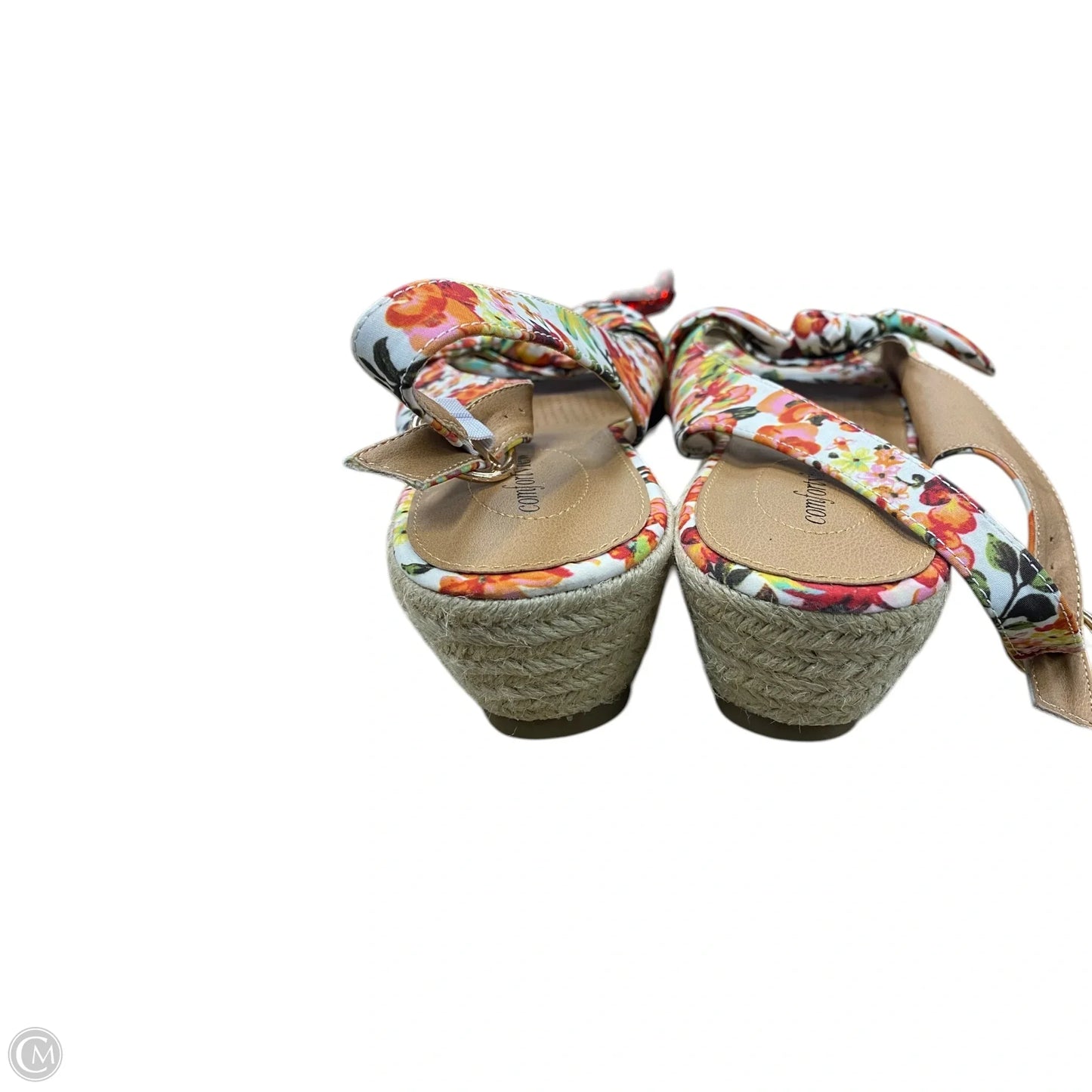 Sandals Heels Wedge By Comfortview In Floral Print, Size: 12