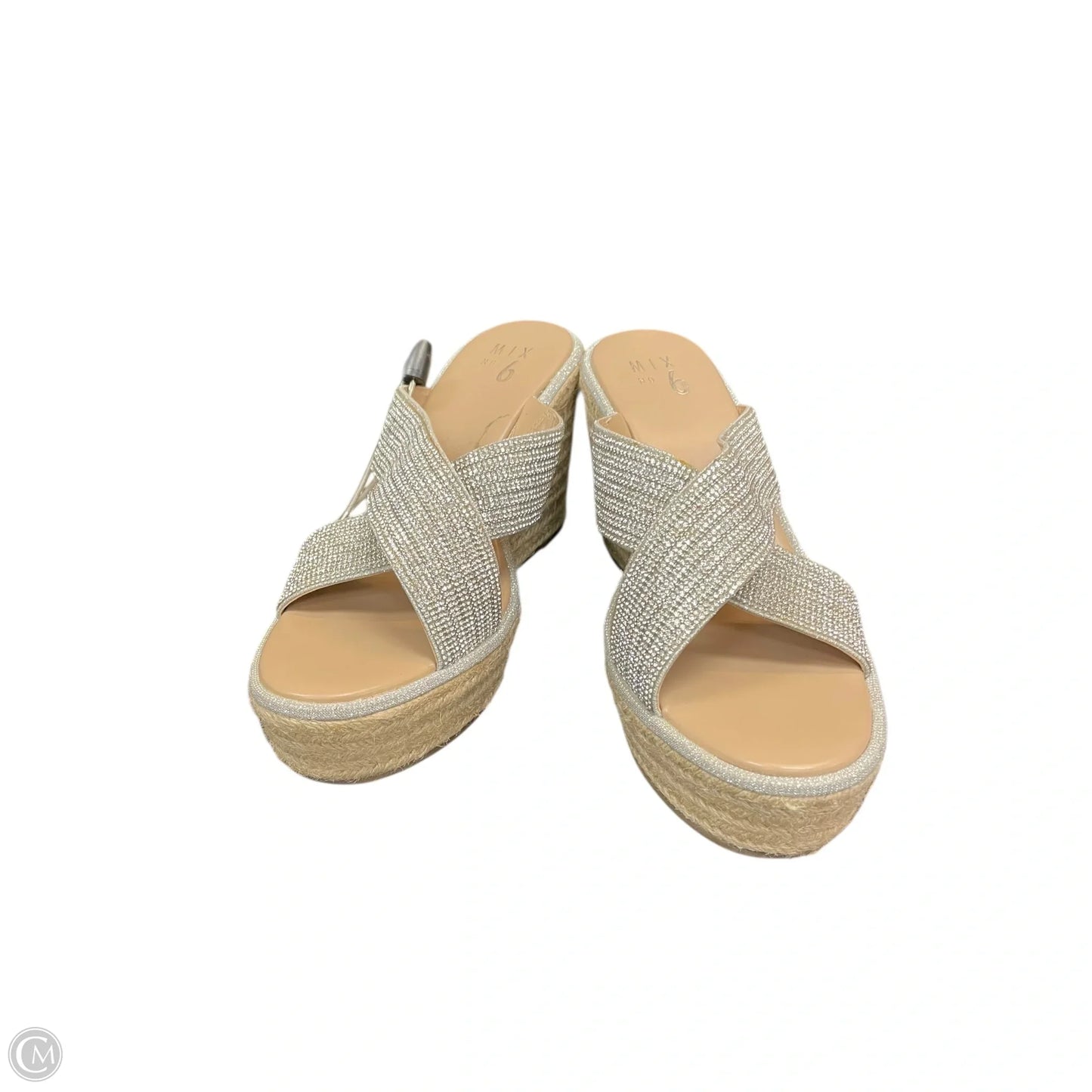 Sandals Heels Wedge By Mix No 6 In Silver, Size: 10