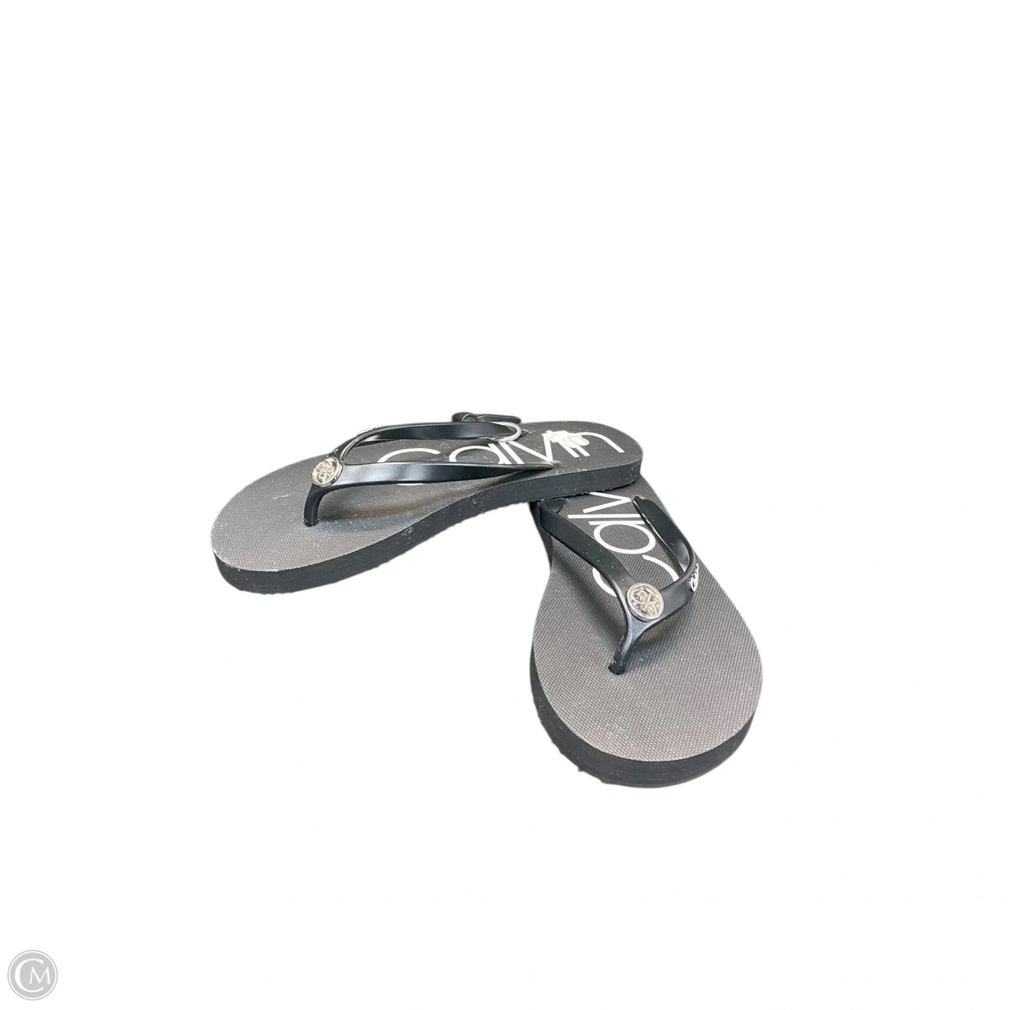 Sandals Flip Flops By Calvin Klein In Black, Size: 8