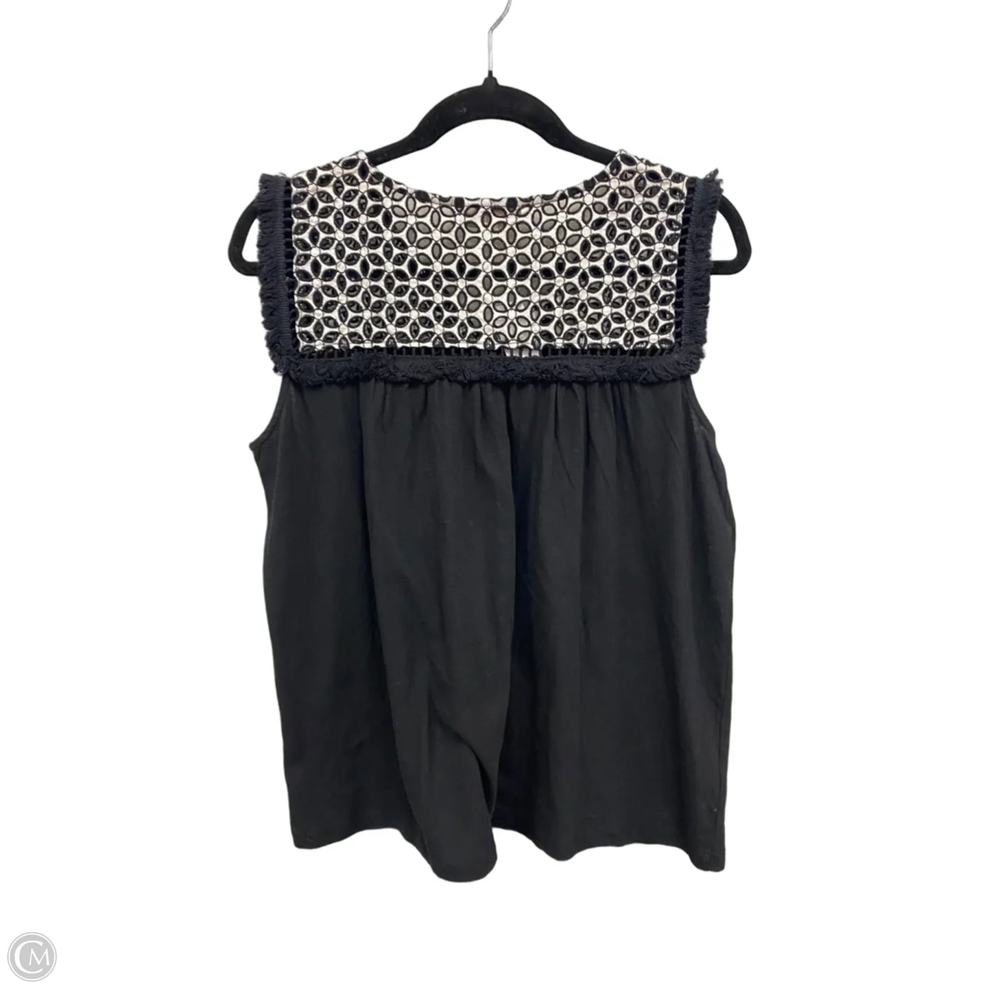 Top Sleeveless By Loft In Black & White, Size: M