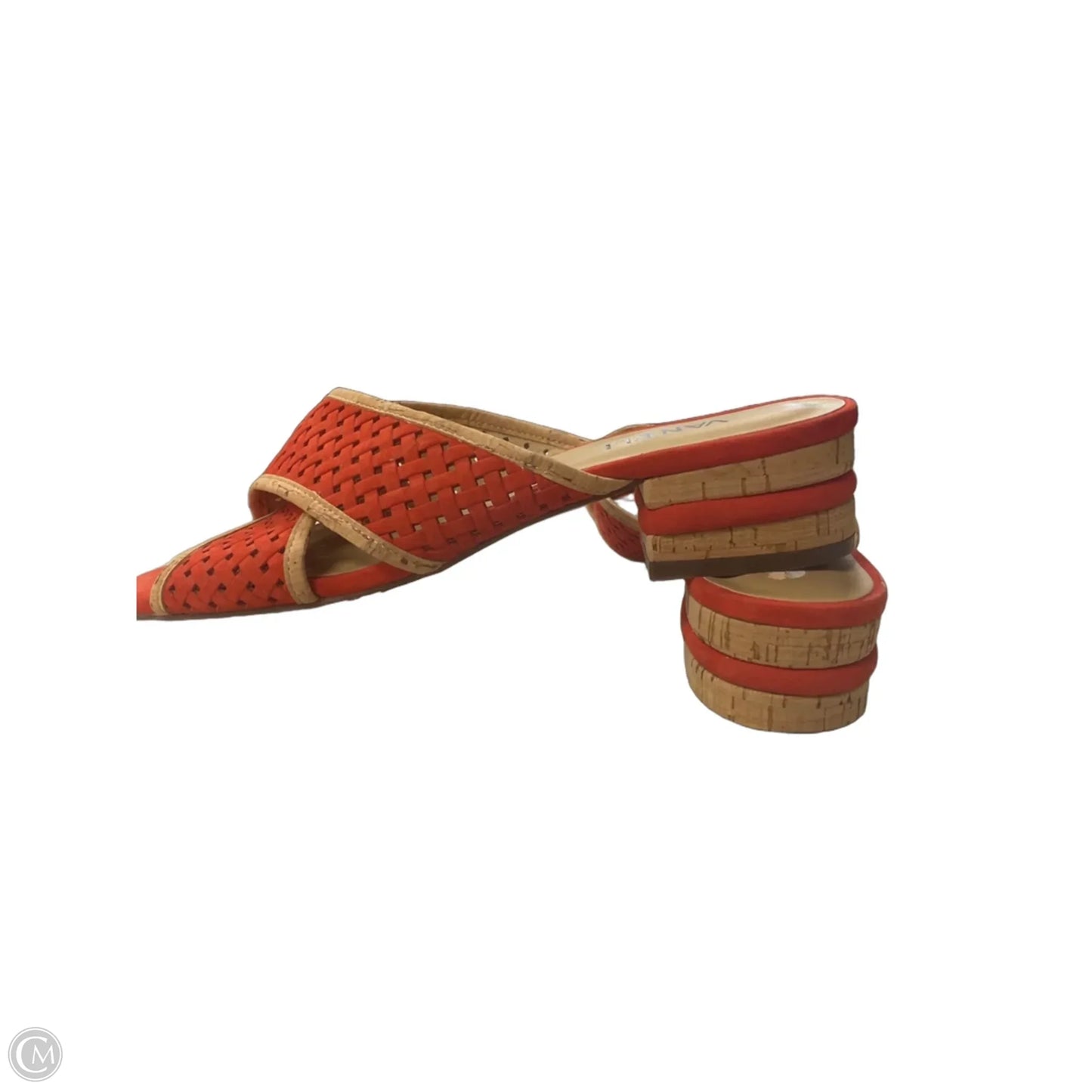 Sandals Heels Block By Vaneli In Orange & Tan, Size: 9.5