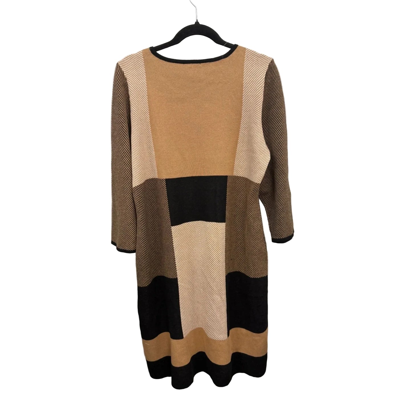 Dress Sweater By Anne Klein In Black & Tan, Size: L