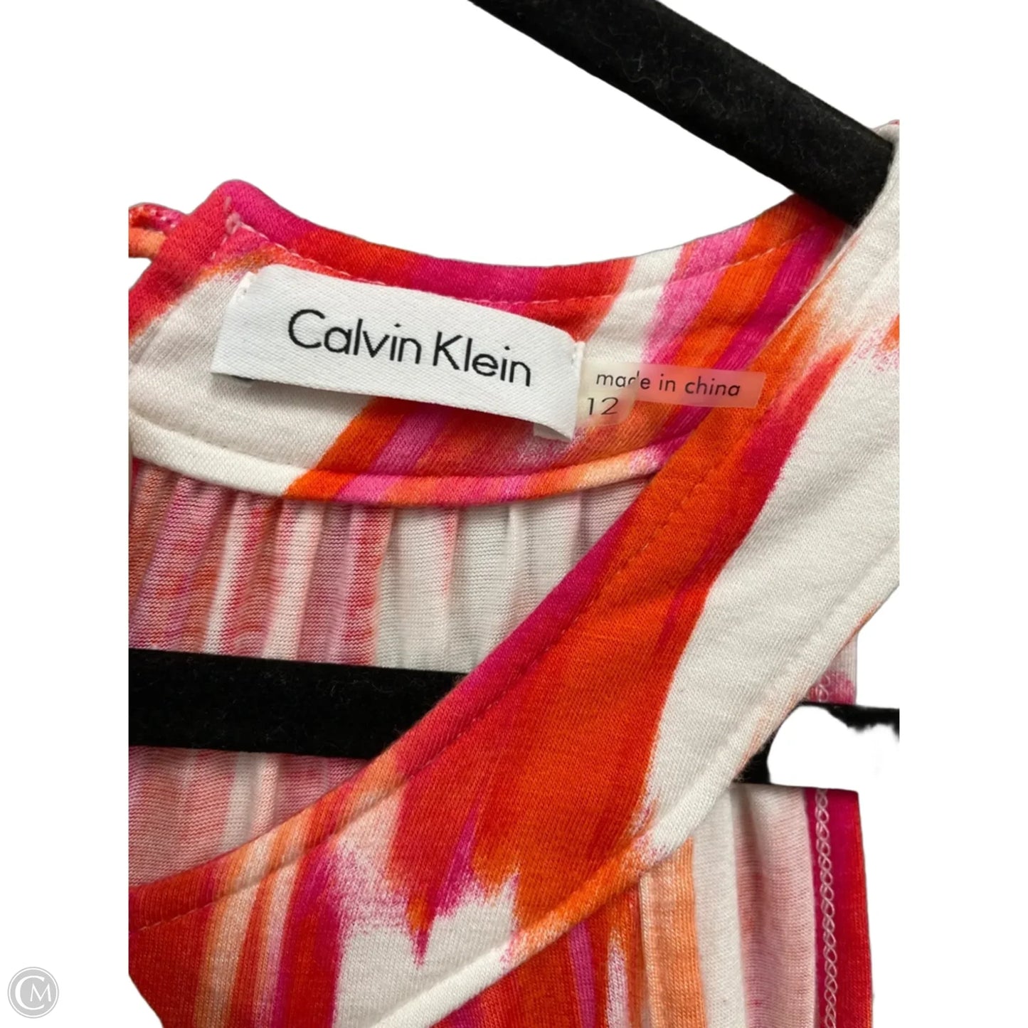 Dress Casual Maxi By Calvin Klein In Orange & Pink, Size: 12
