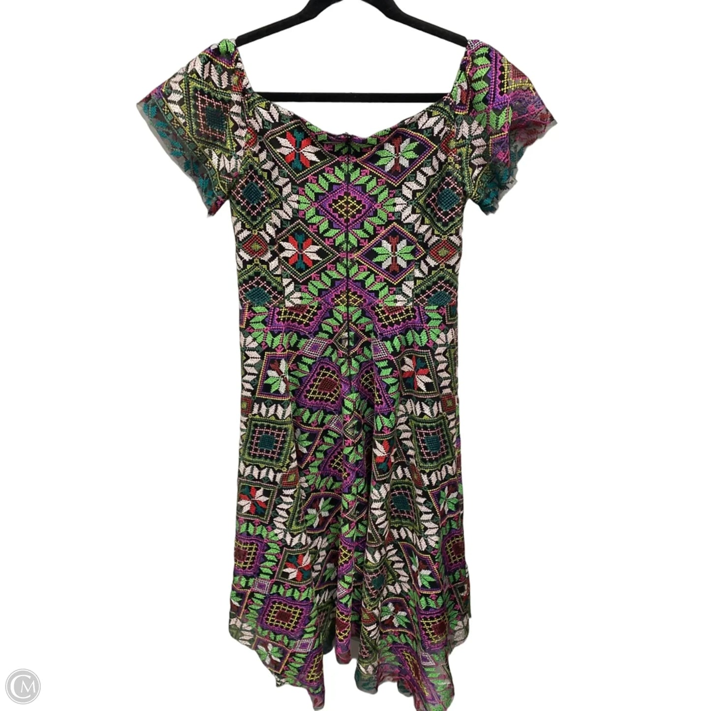 Dress Casual Midi By Alex Marie In Green & Purple, Size: 8