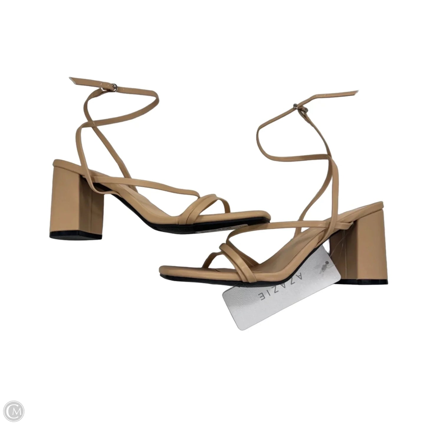 Sandals Heels Block By Clothes Mentor In Tan, Size: 10.5