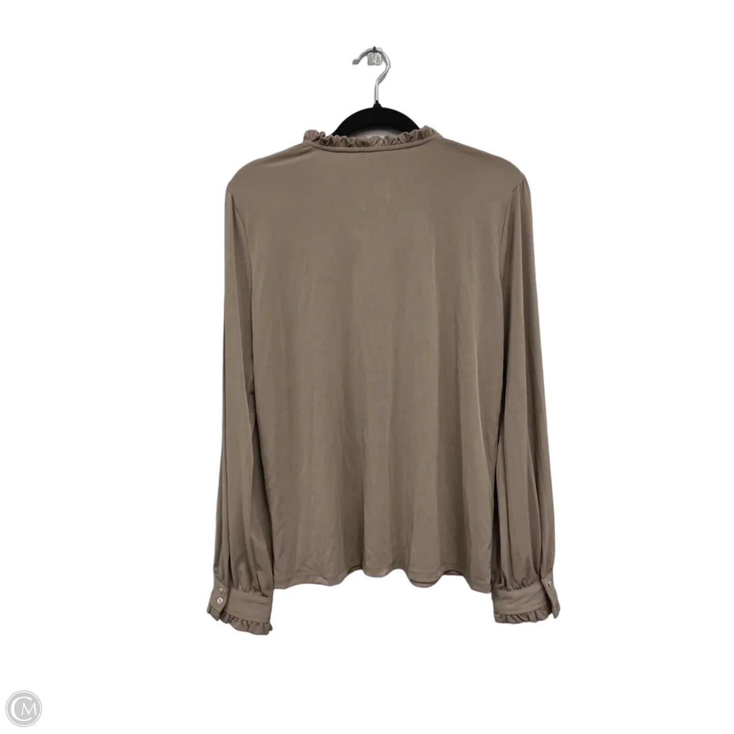 Top Long Sleeve By Calvin Klein In Taupe, Size: L