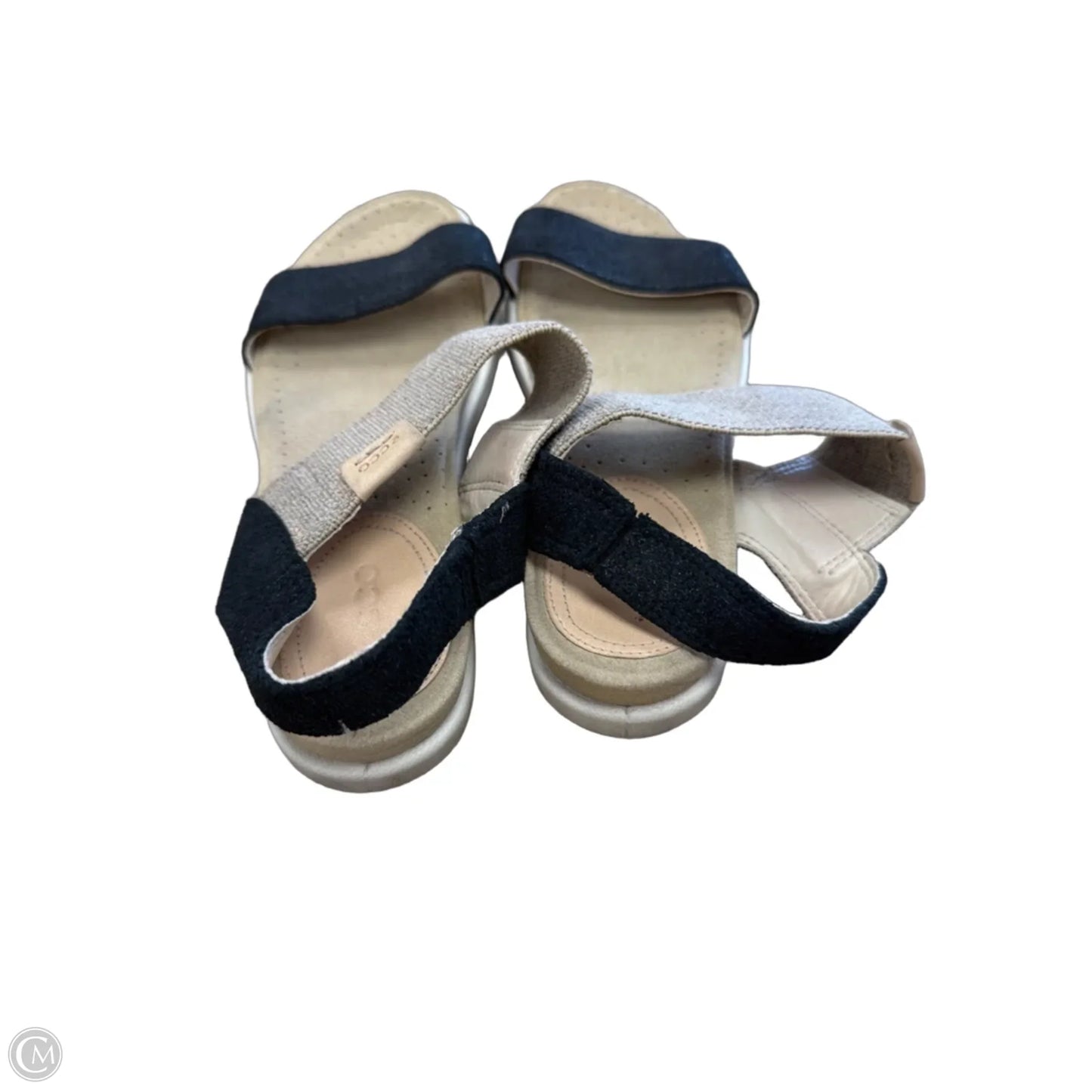 Sandals Flats By Ecco In Black & Tan, Size: 7