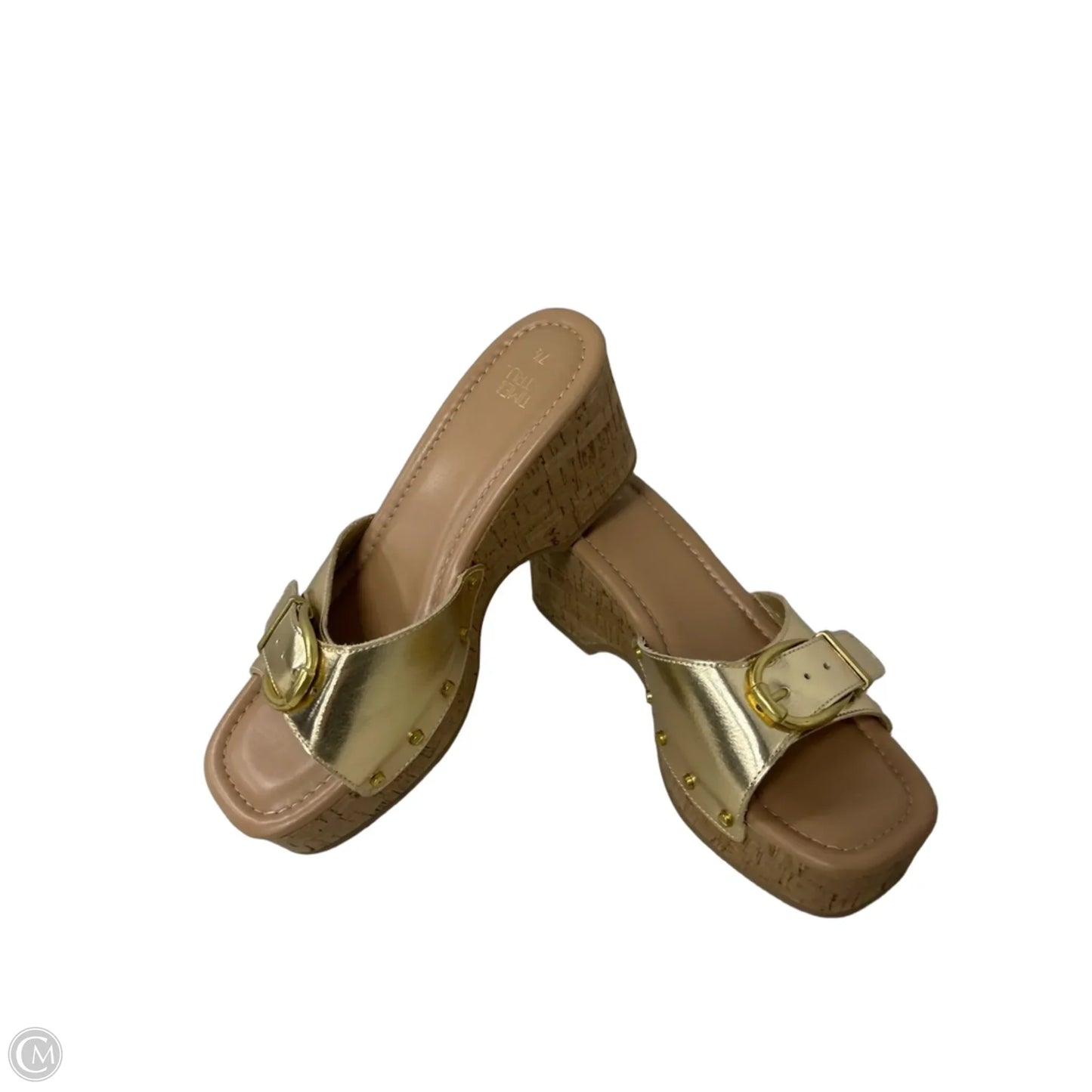 Shoes Heels Platform By Time And Tru In Gold & Tan, Size: 7.5