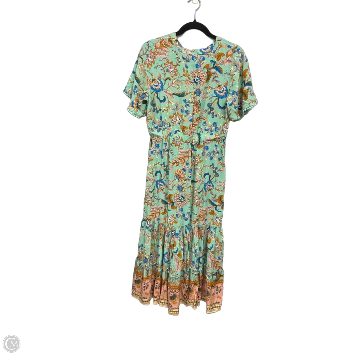 Dress Casual Midi By Clothes Mentor In Green & Orange, Size: M