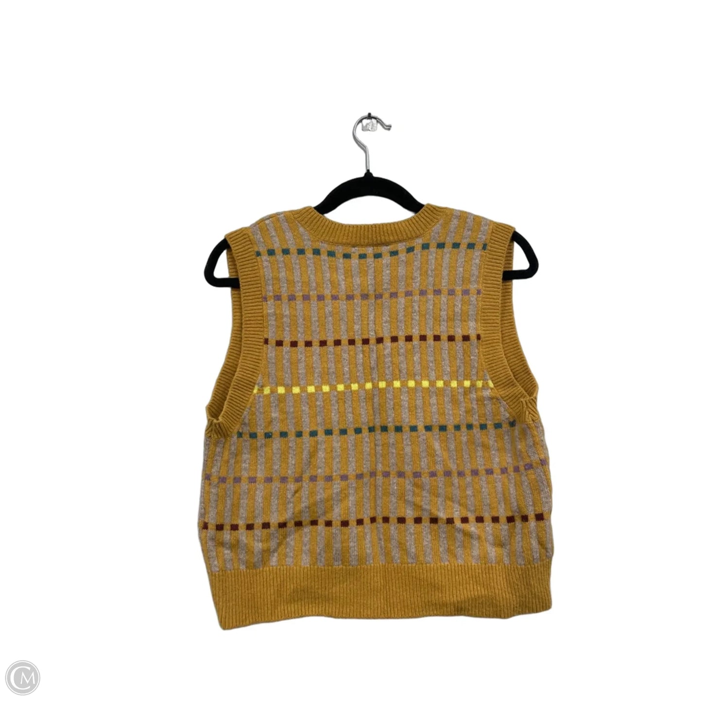 Vest Sweater By Madewell In Gold & Green, Size: L
