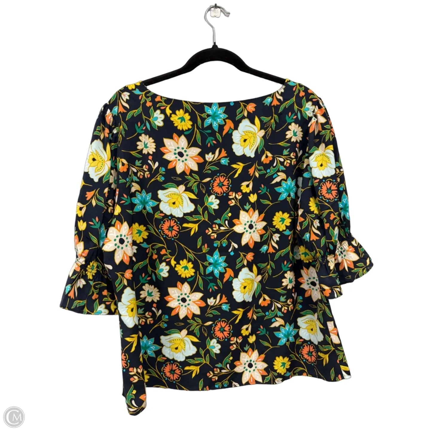Top Short Sleeve By Ann Taylor In Blue & Yellow, Size: Xl