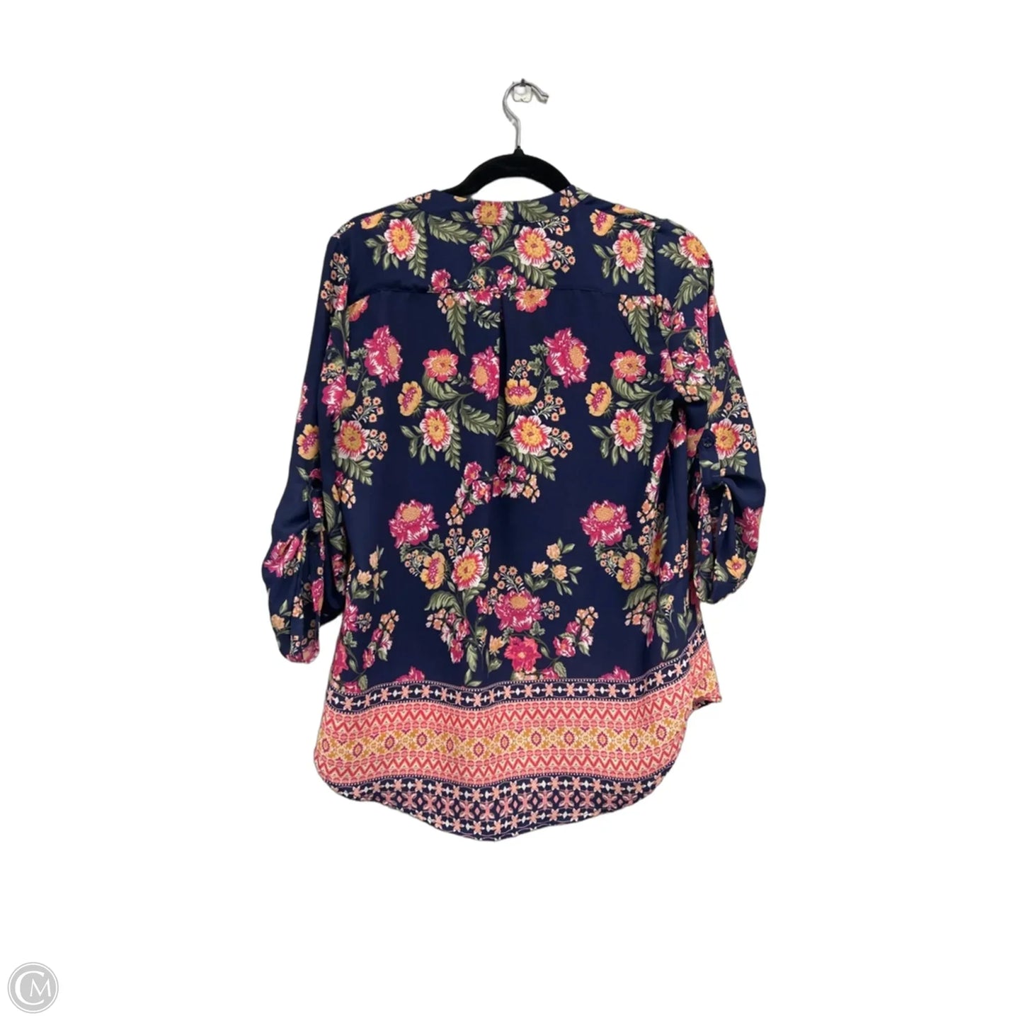 Top 3/4 Sleeve By Pink Rose In Blue & Pink, Size: M
