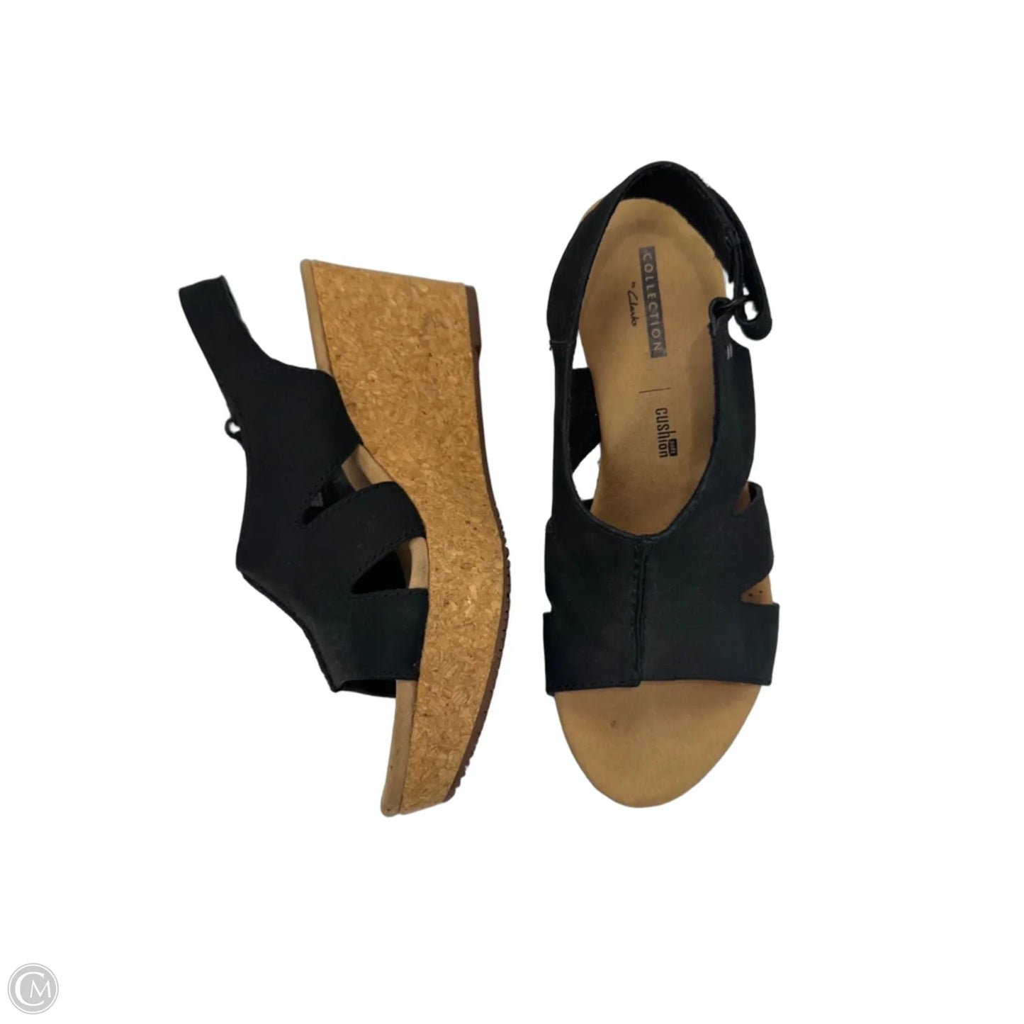 Sandals Heels Wedge By Clarks In Black, Size: 6.5