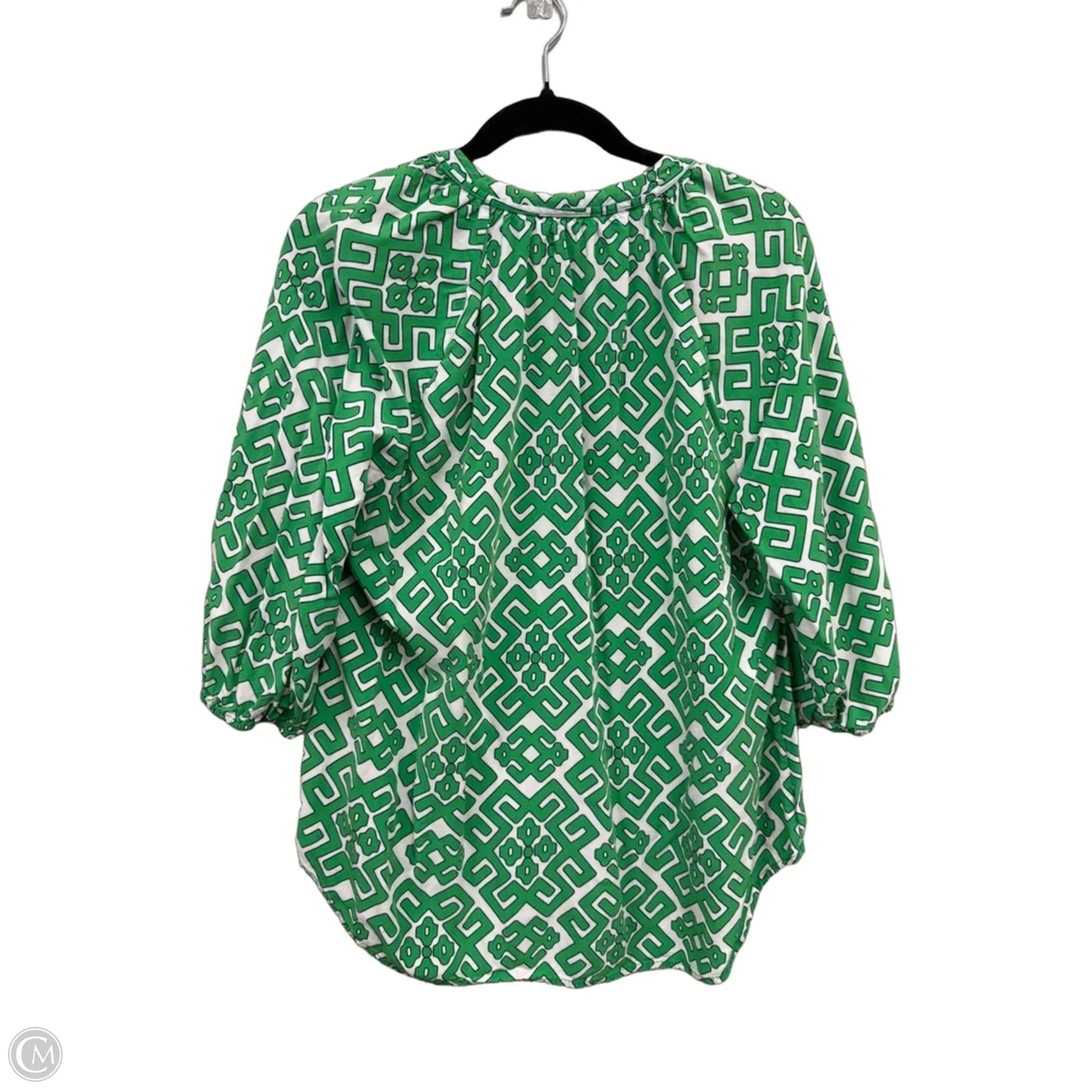 Top 3/4 Sleeve By Crown And Ivy In Green & White, Size: L