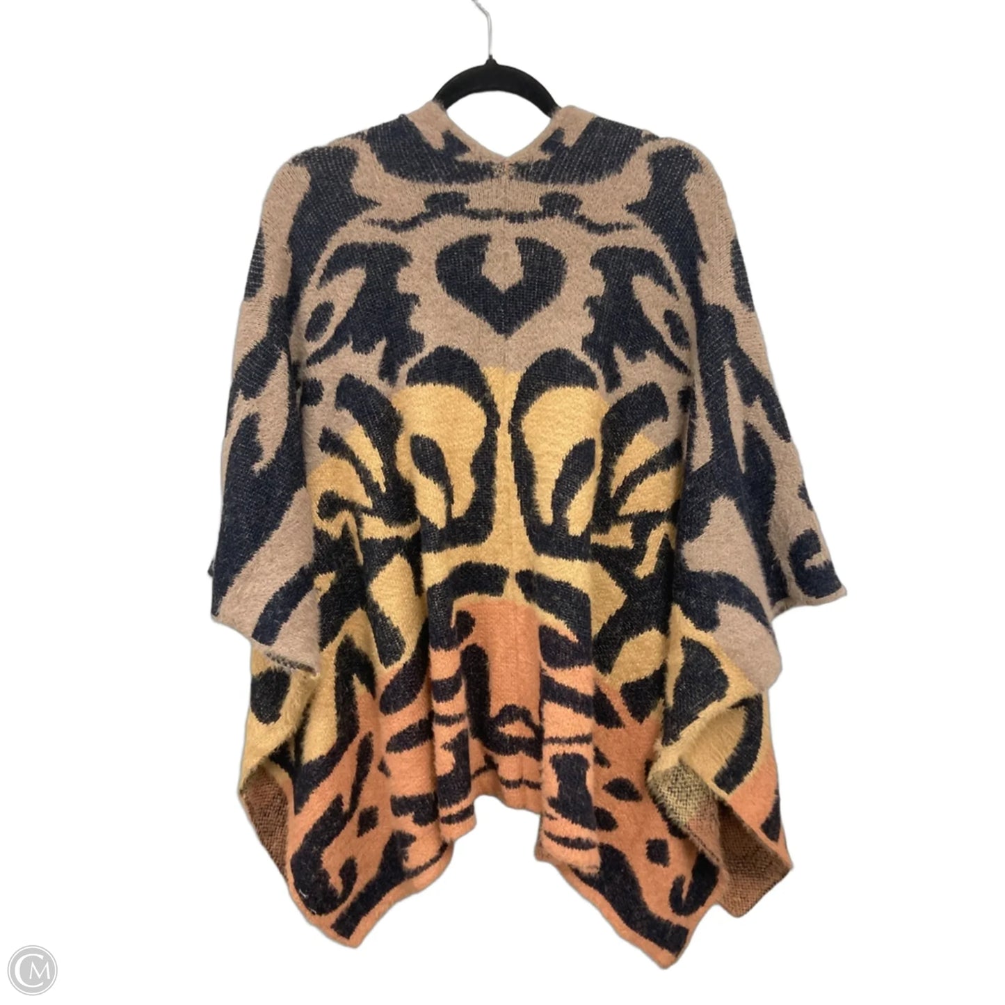 Poncho By Clothes Mentor In Black & Tan, Size: Osfm