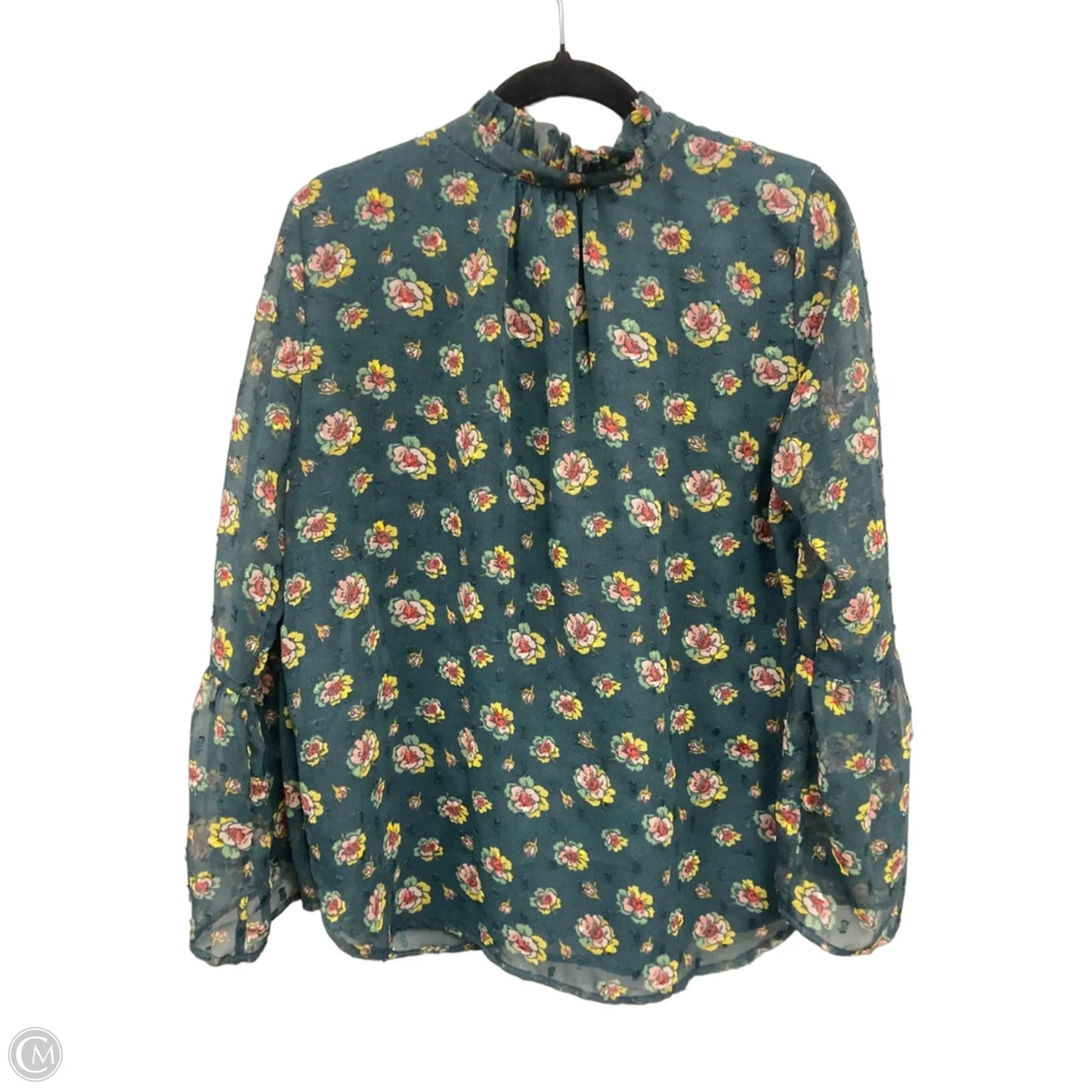 Blouse Long Sleeve By Loft In Green & Yellow, Size: M