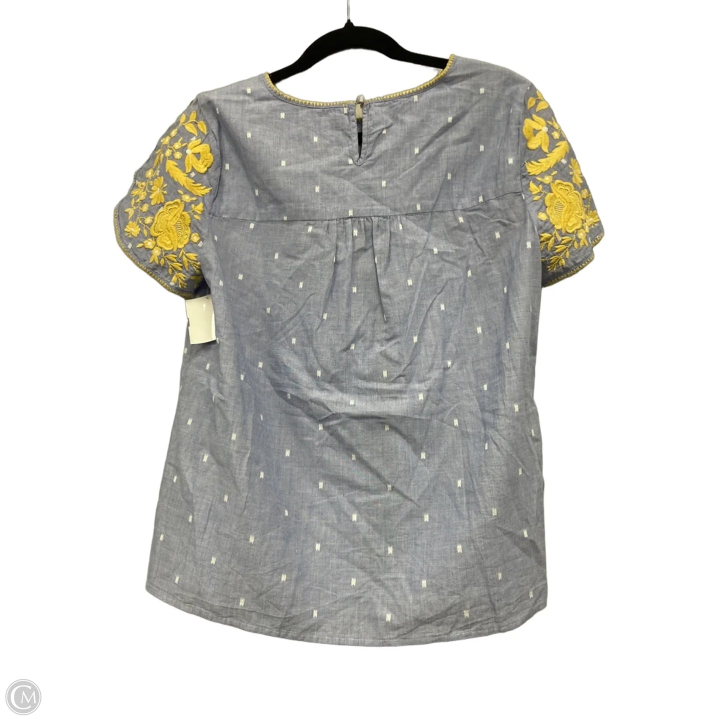 Top Short Sleeve By Charter Club In Blue & Yellow, Size: M