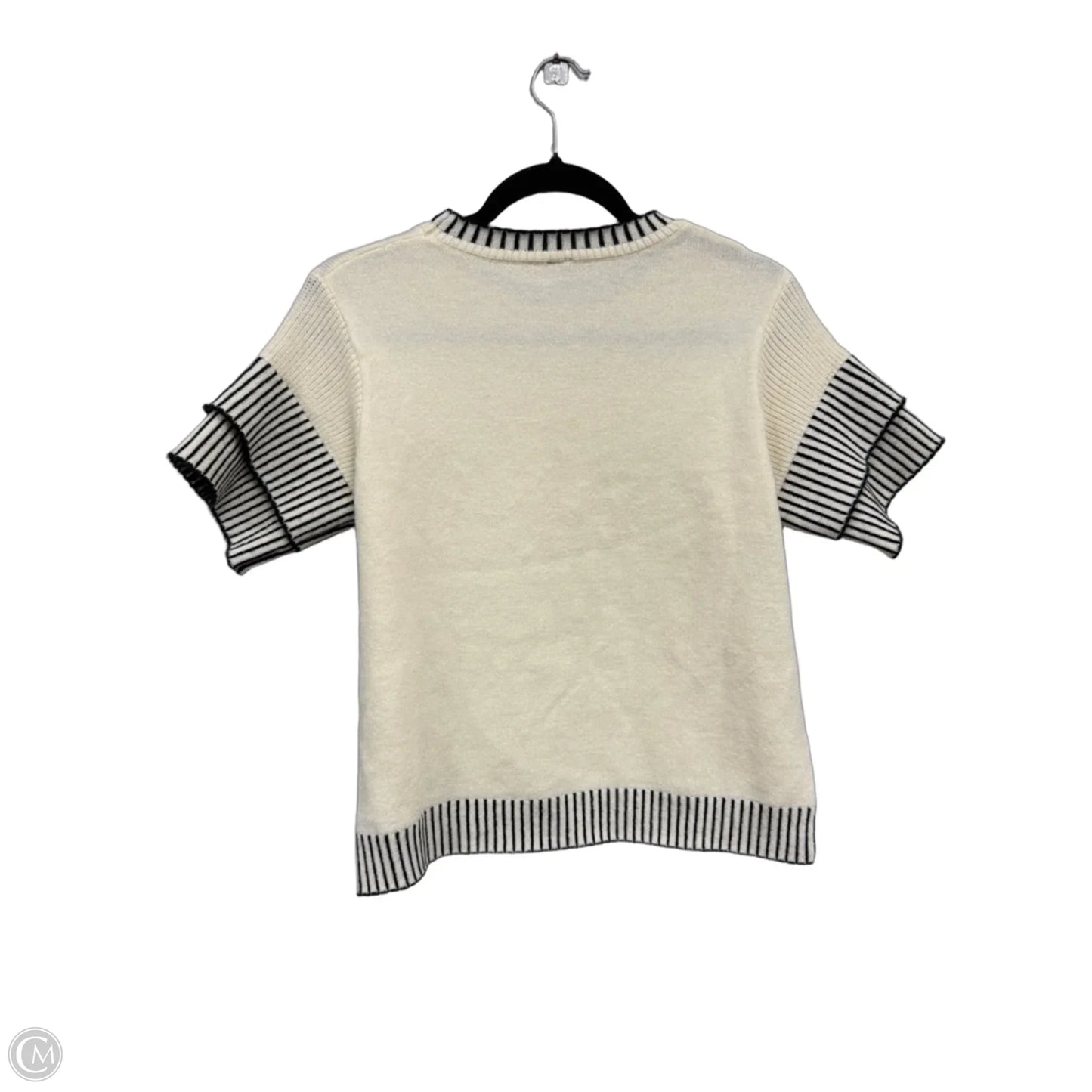 Sweater Short Sleeve By Shein In Black & Cream, Size: M
