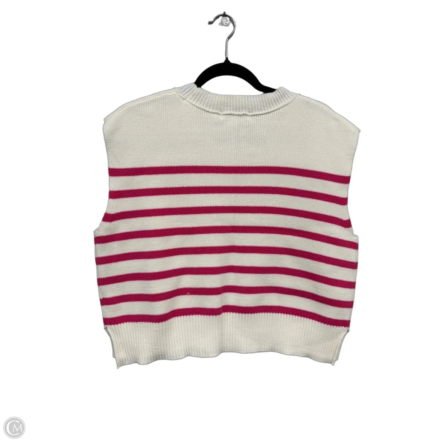 Sweater Short Sleeve By Zenana In Cream & Pink, Size: S