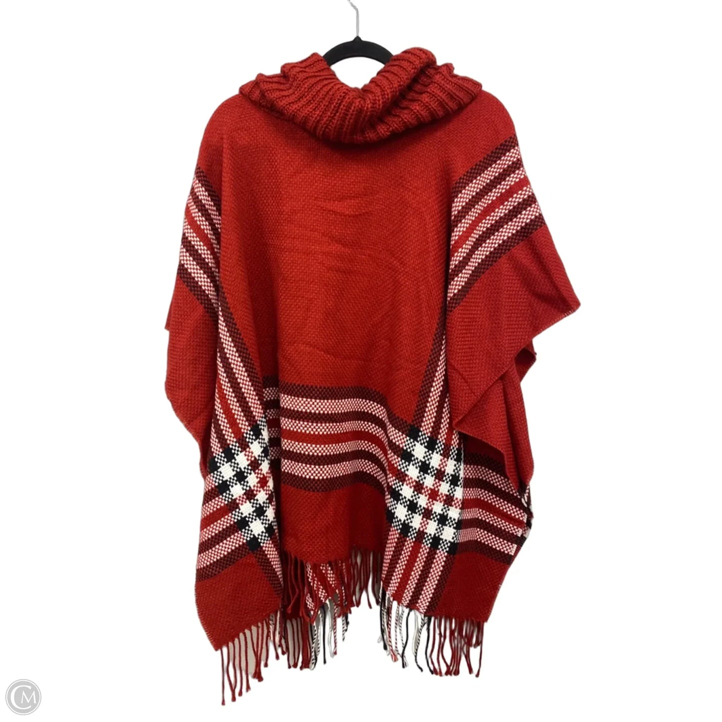 Poncho By Clothes Mentor In Black & Red, Size: Osfm