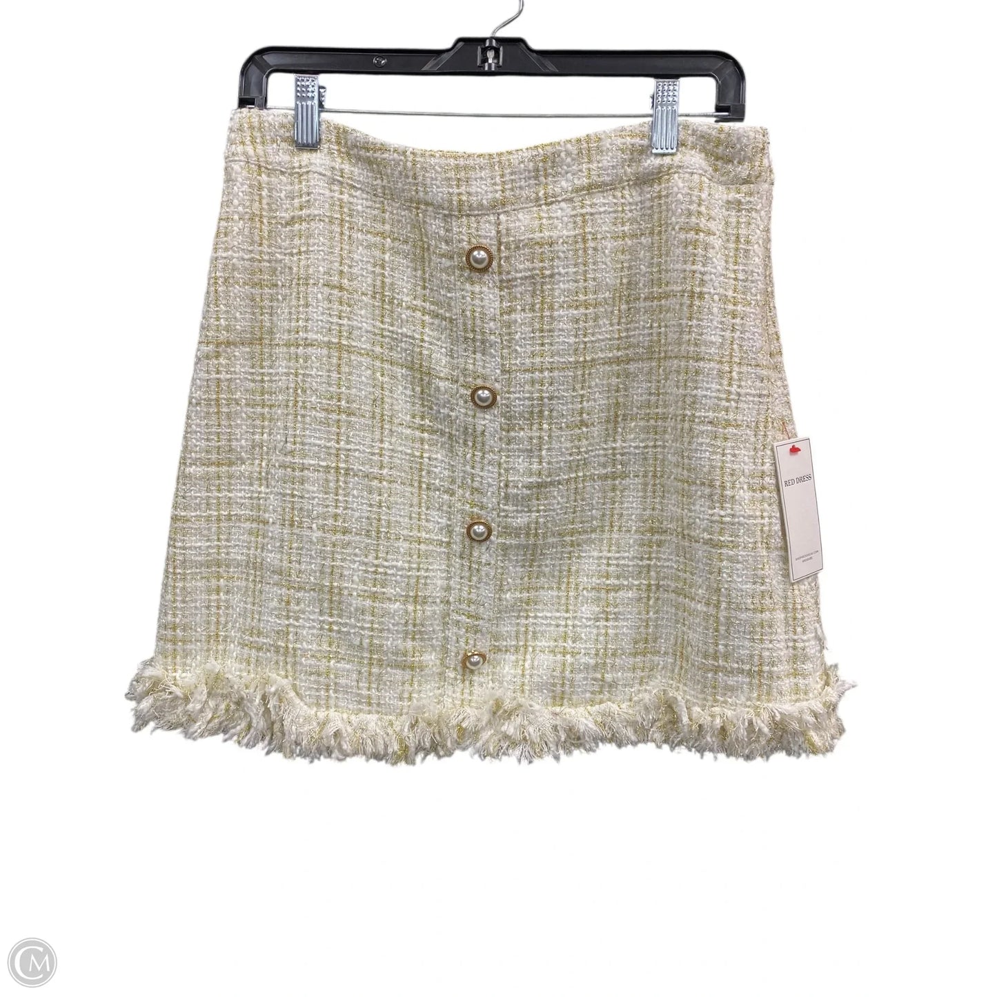 Skirt Suit 2pc By Clothes Mentor In Gold & White, Size: M