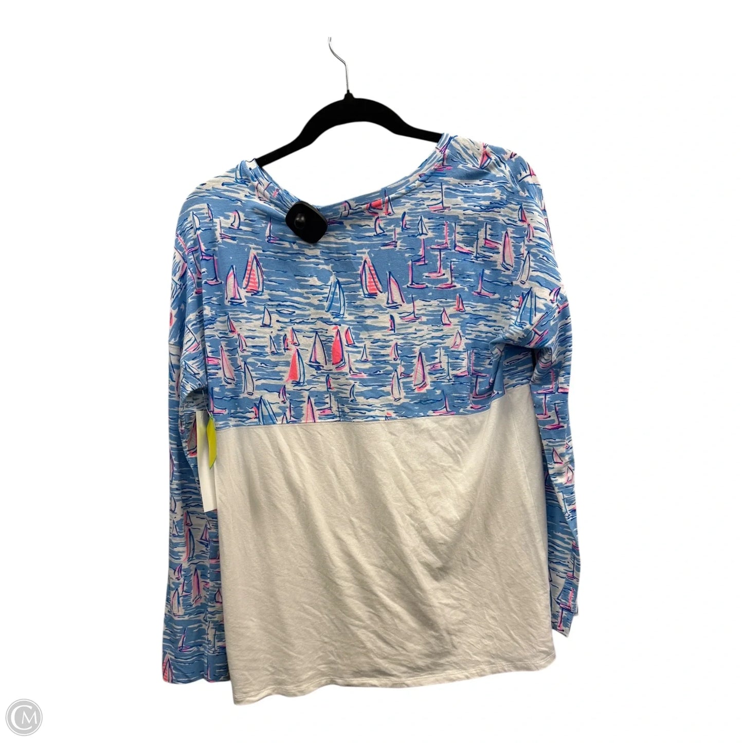 Top 3/4 Sleeve Designer By Lilly Pulitzer In Blue & Pink, Size: S
