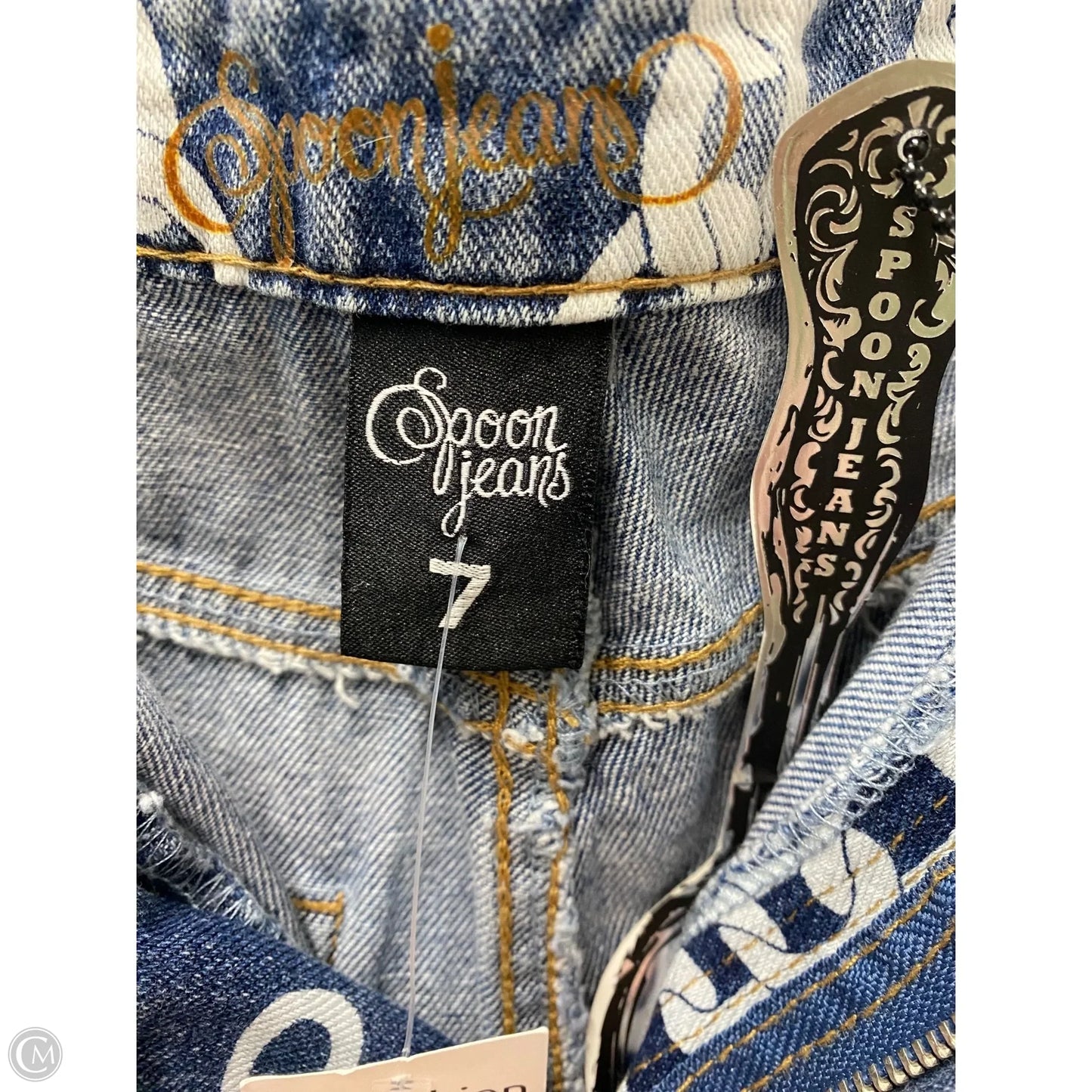 Jeans Flared By Clothes Mentor In Blue & White, Size: 8