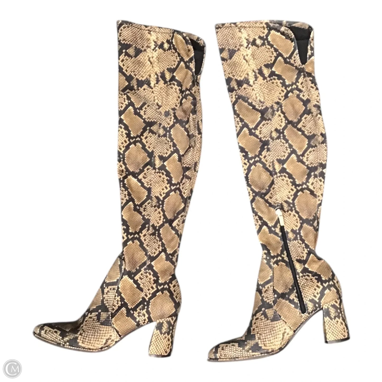 Boots Over-the-knee Heels By Marc Fisher In Snakeskin Print, Size: 7