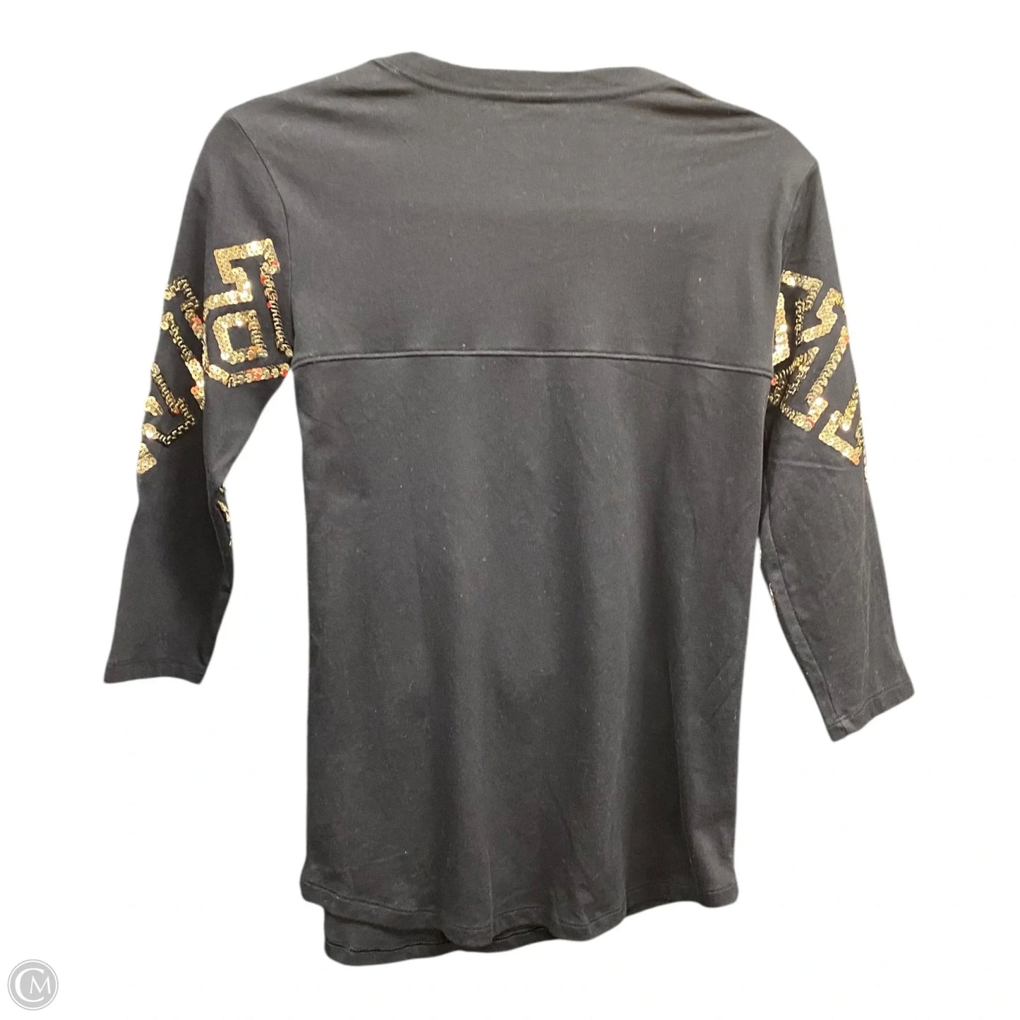 Top 3/4 Sleeve By Pink In Black & Gold, Size: Xs