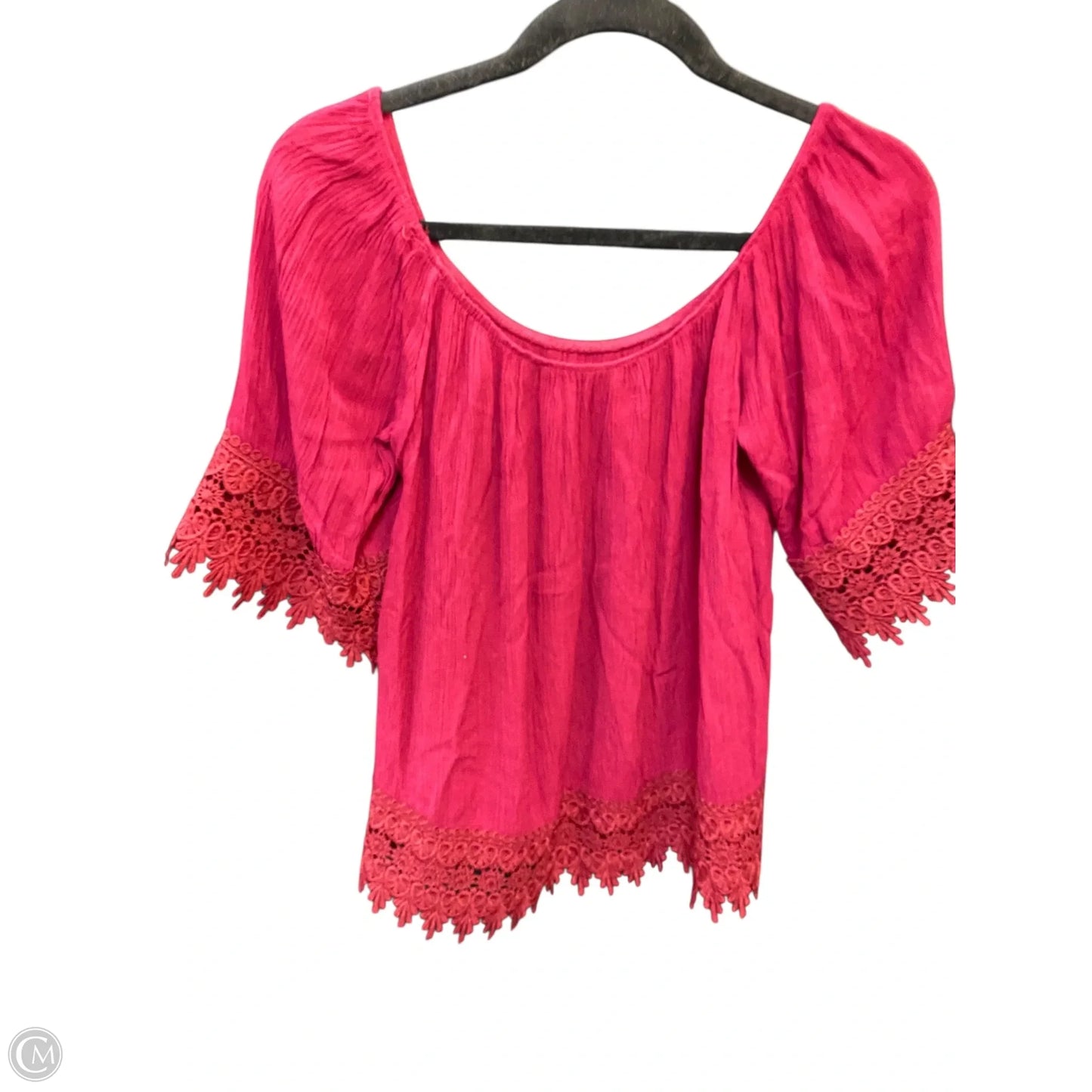 Blouse Short Sleeve By Active Usa In Maroon, Size: L