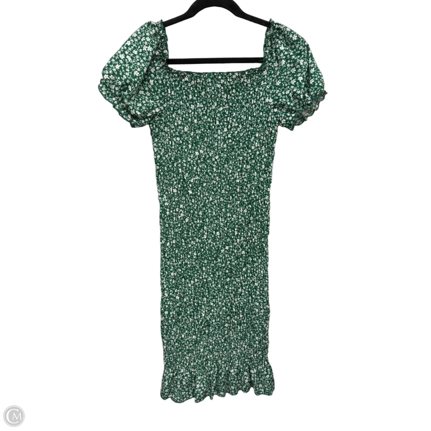 Dress Casual Midi By Shein In Green & White, Size: L