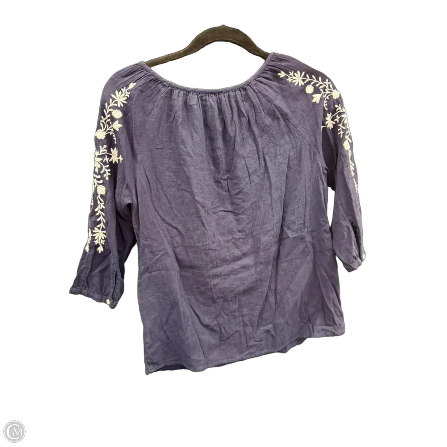 Top 3/4 Sleeve By Talbots In Blue & White, Size: Xs
