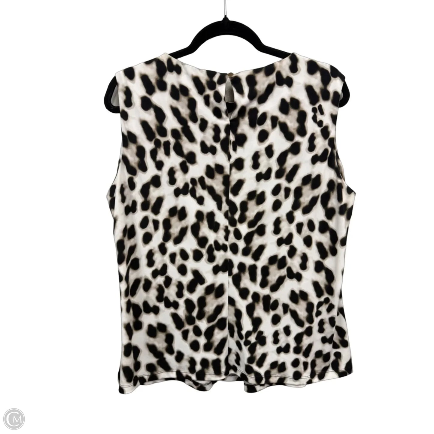 Blouse Sleeveless By Calvin Klein In Black & Cream, Size: 1x