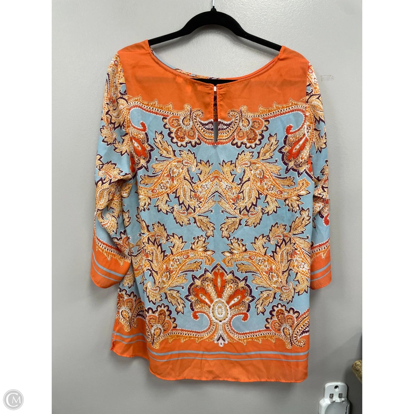 Blouse Short Sleeve By Rose And Olive In Blue & Orange, Size: 1x
