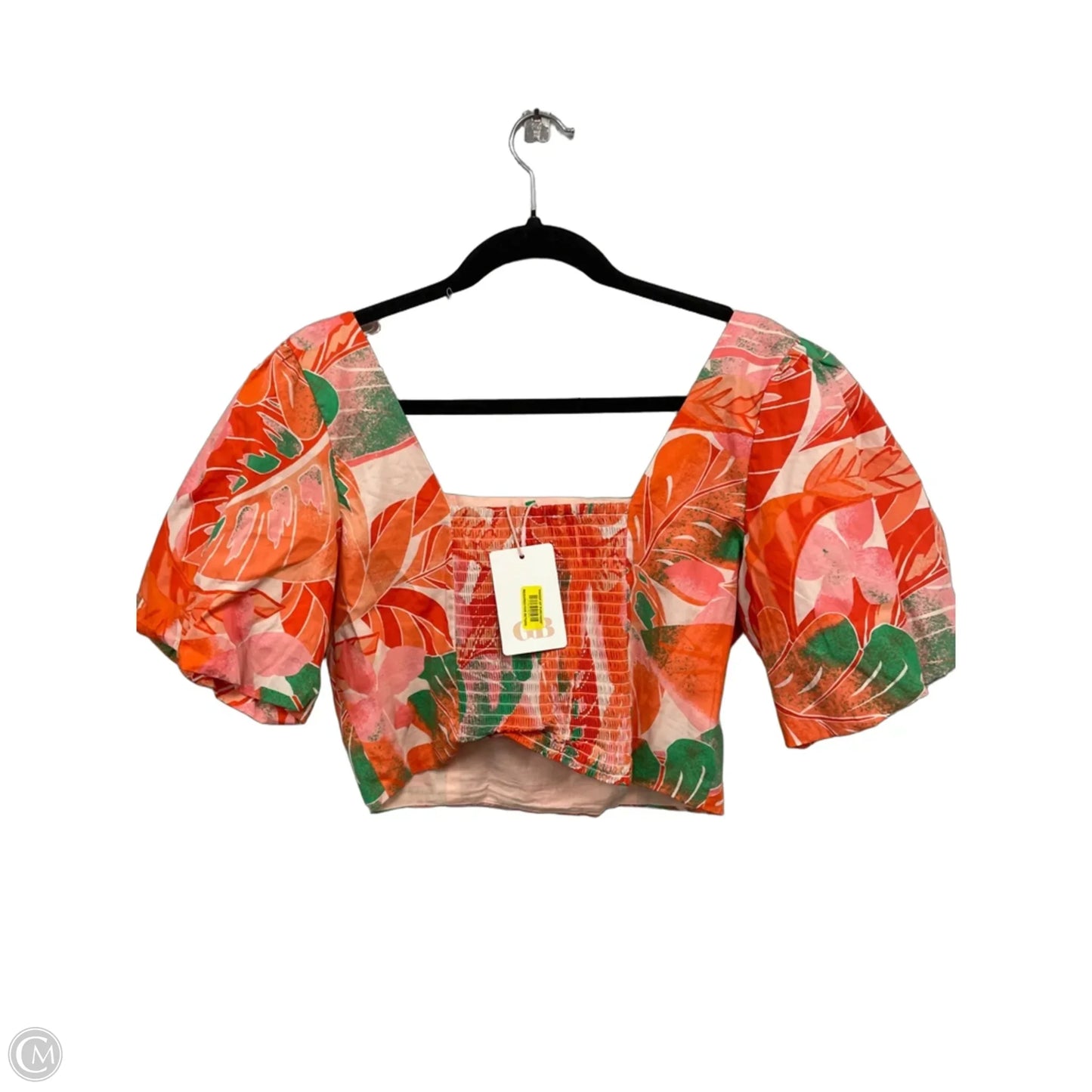 Top Short Sleeve By Gb In Green & Orange, Size: L