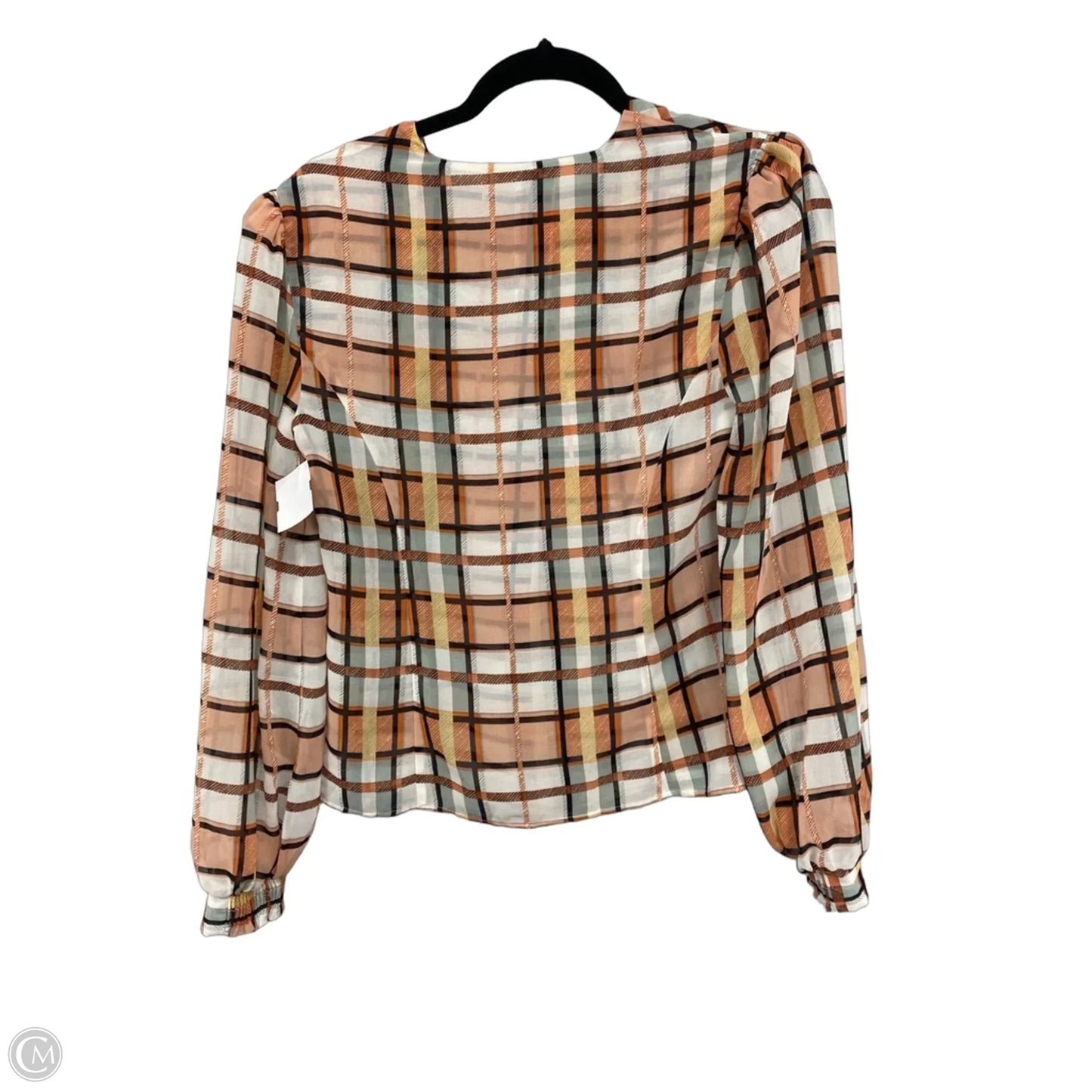 Blouse Long Sleeve By Cabi In Blue & Orange, Size: Xs
