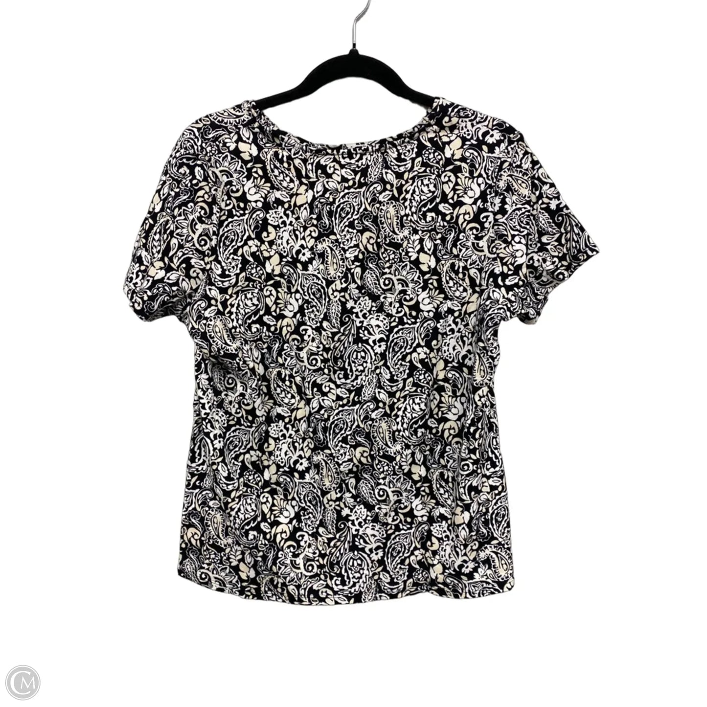 Top Short Sleeve By Croft And Barrow In Black & Cream, Size: L