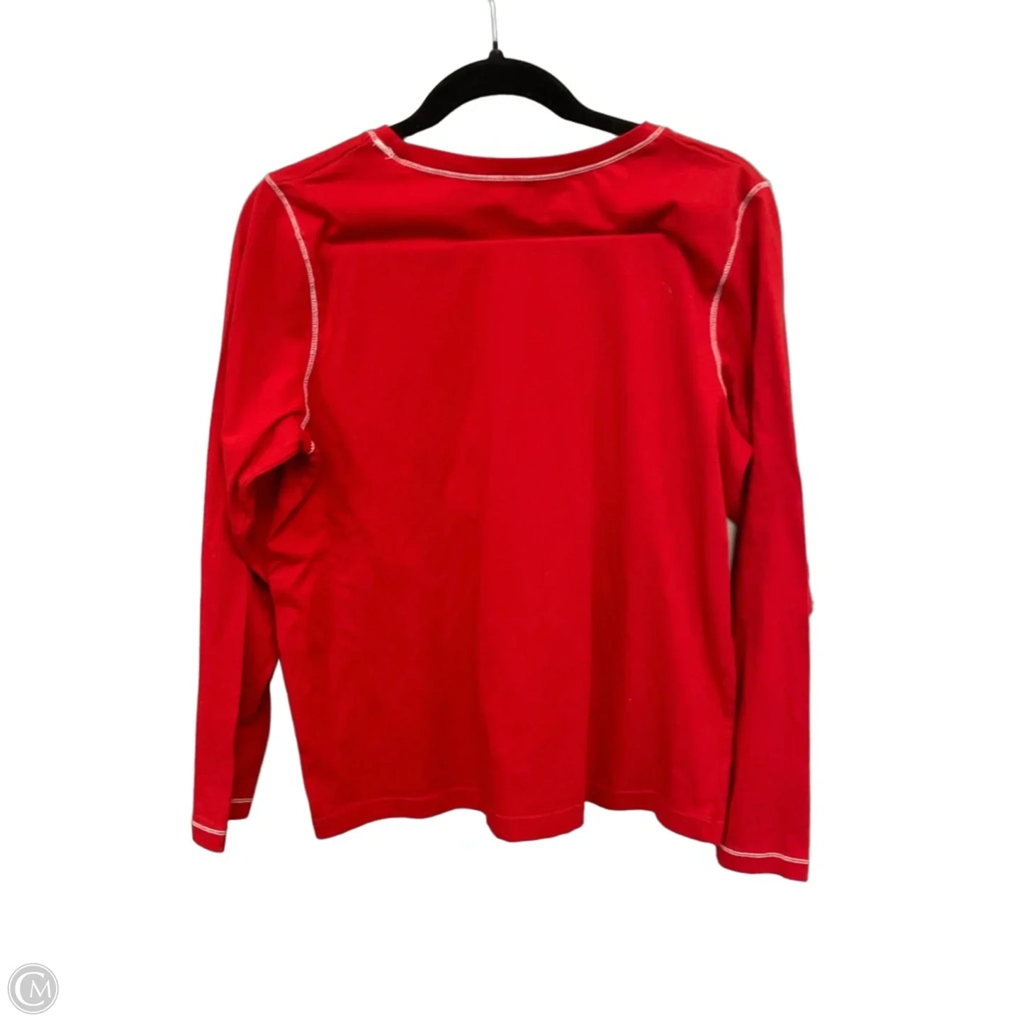 Top Long Sleeve Basic By Clothes Mentor In Red & White, Size: L