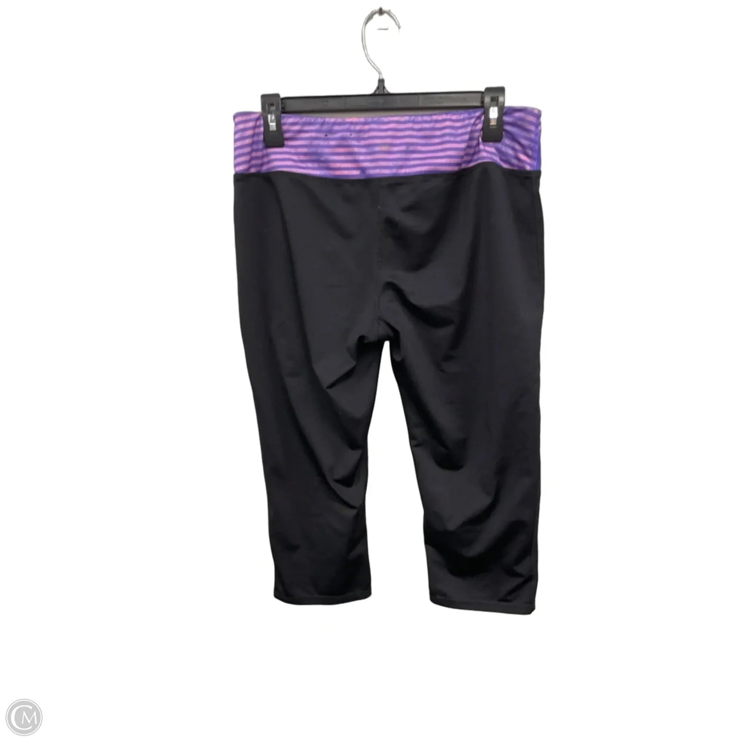Athletic Capris By Tek Gear In Black & Purple, Size: L