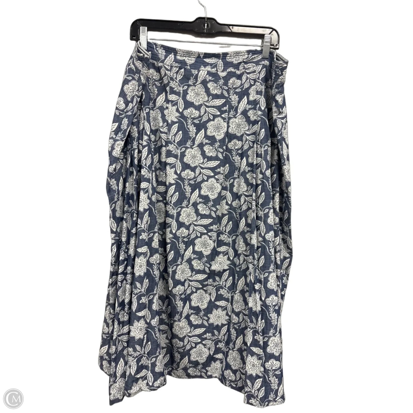 Skirt Midi By Clothes Mentor In Blue & White, Size: 16
