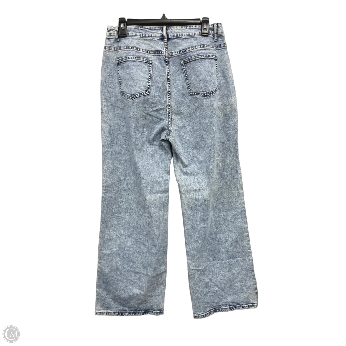 Jeans Wide Leg By Clothes Mentor In Blue & White, Size: L