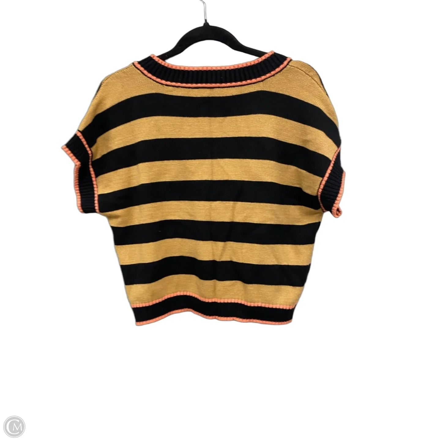Sweater Short Sleeve By Venus In Black & Brown, Size: L