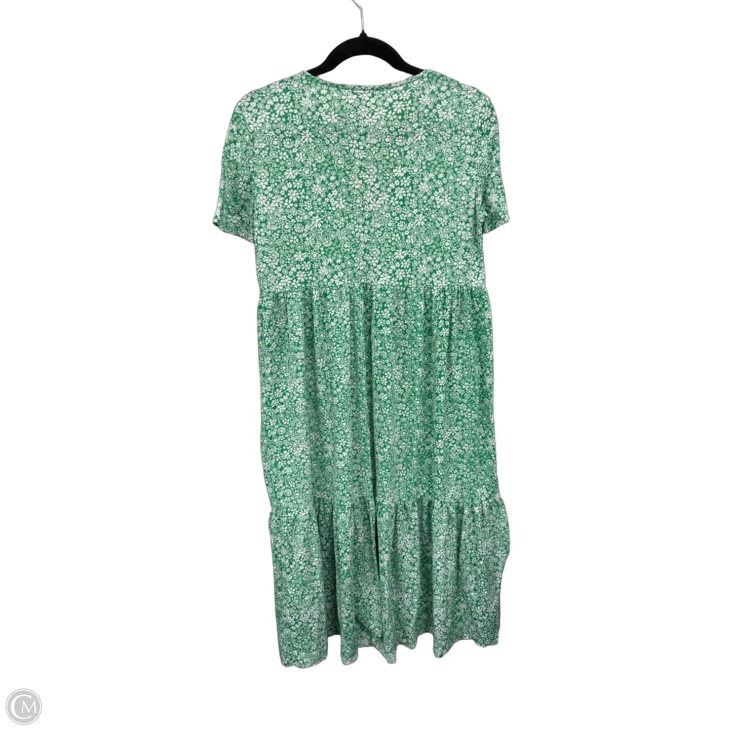 Dress Casual Midi By Zara In Green & White, Size: S