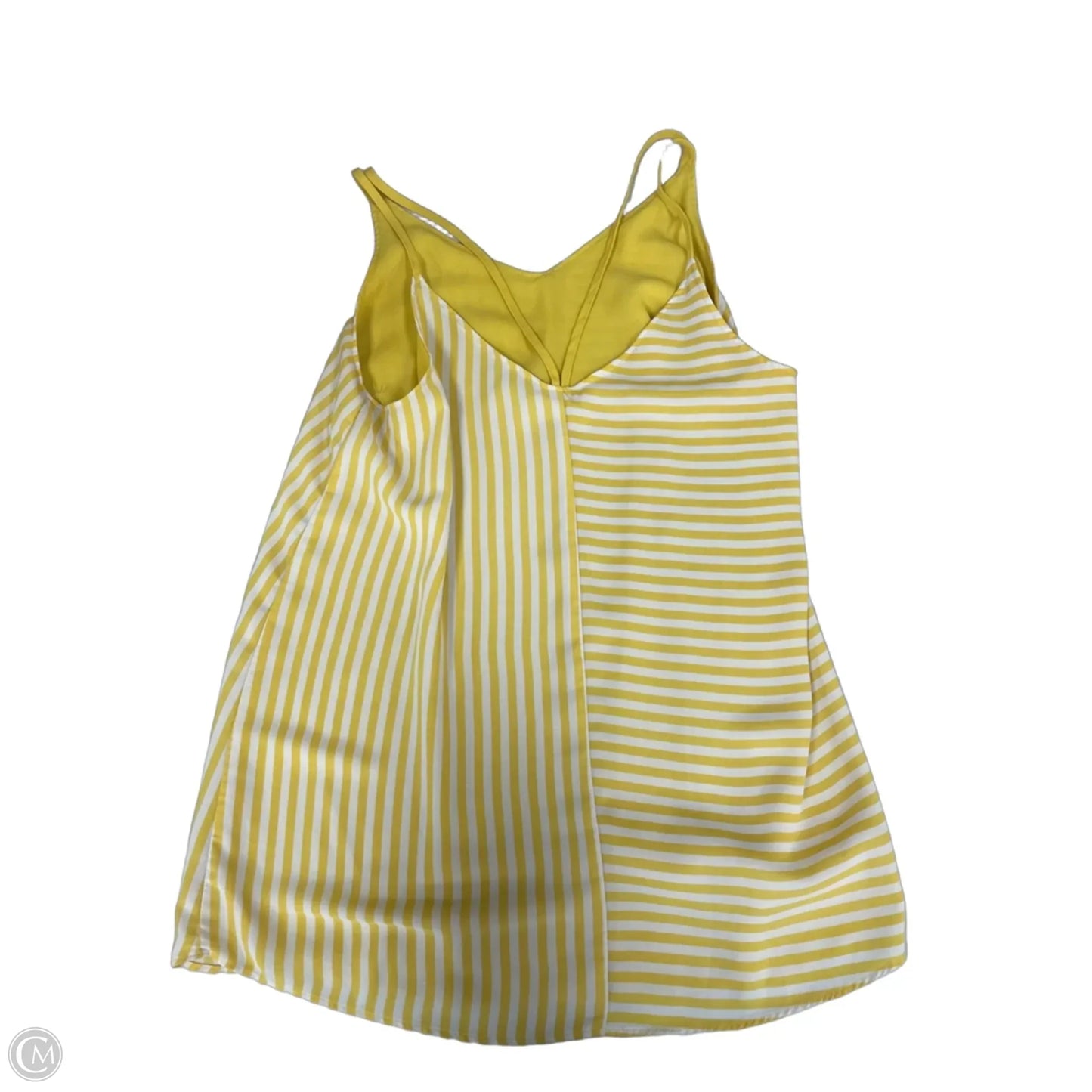 Top Sleeveless By Cato In White & Yellow, Size: M