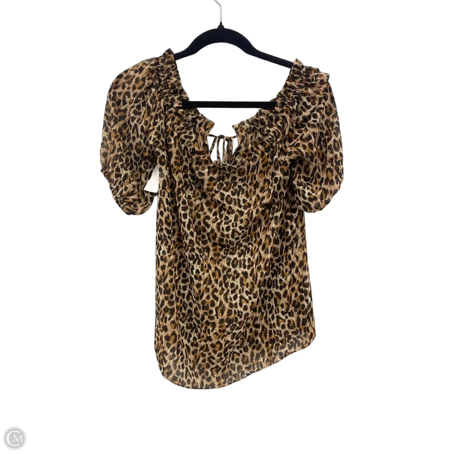 Blouse Short Sleeve By Moda Intl In Animal Print, Size: Xs